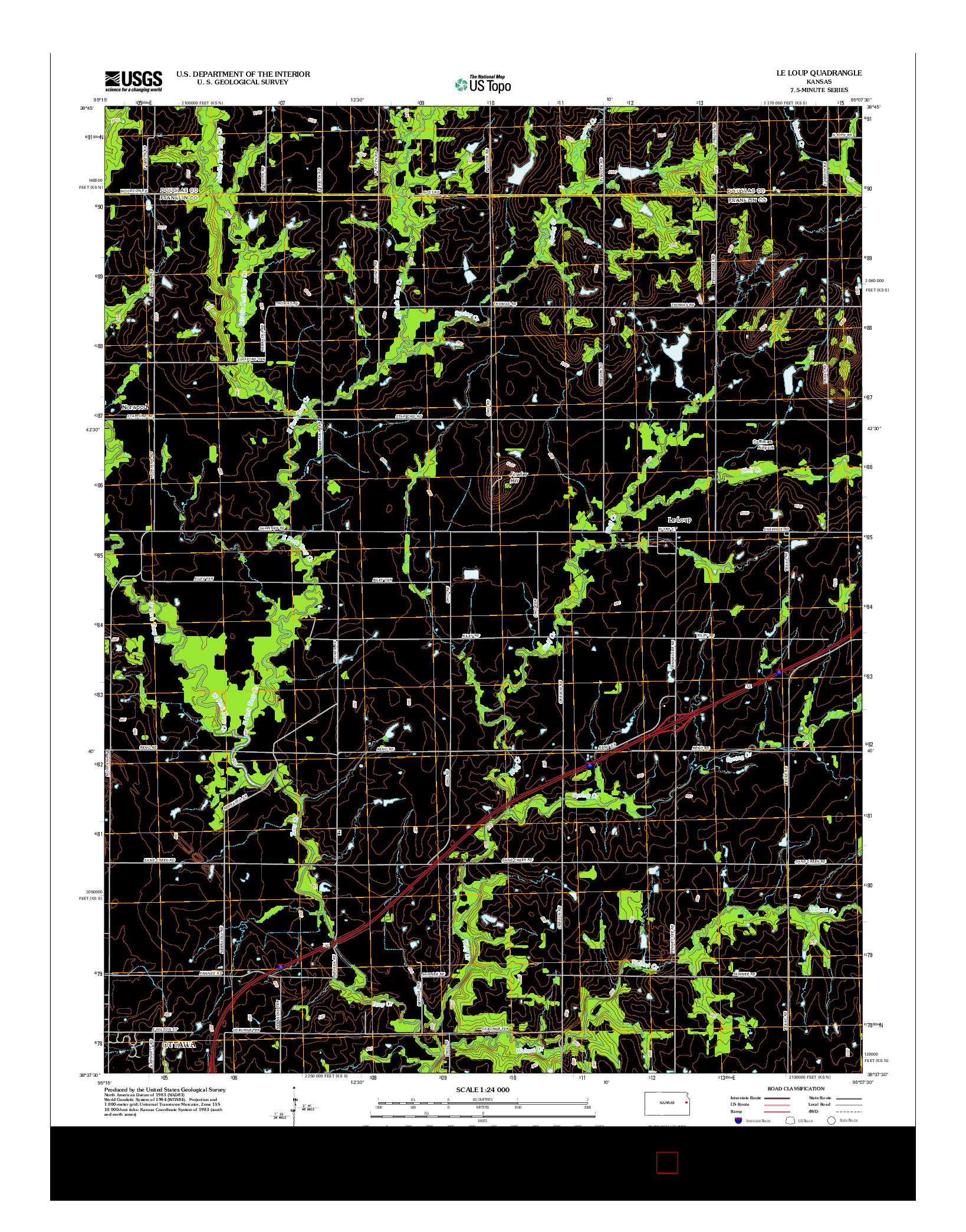 USGS US TOPO 7.5-MINUTE MAP FOR LE LOUP, KS 2012
