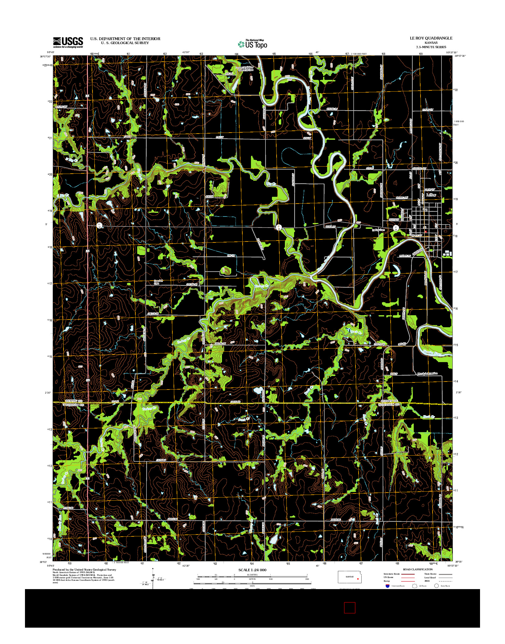 USGS US TOPO 7.5-MINUTE MAP FOR LE ROY, KS 2012