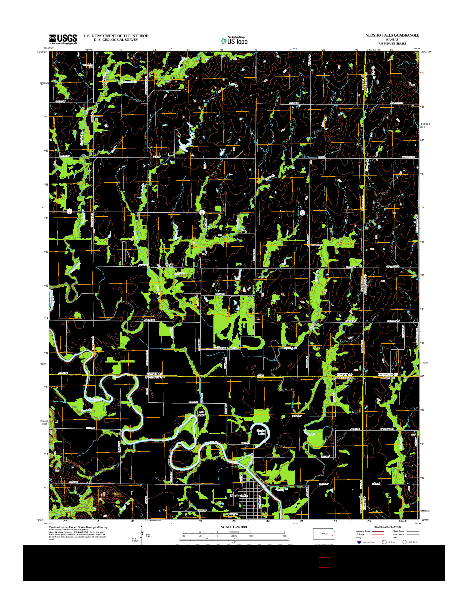 USGS US TOPO 7.5-MINUTE MAP FOR NEOSHO FALLS, KS 2012