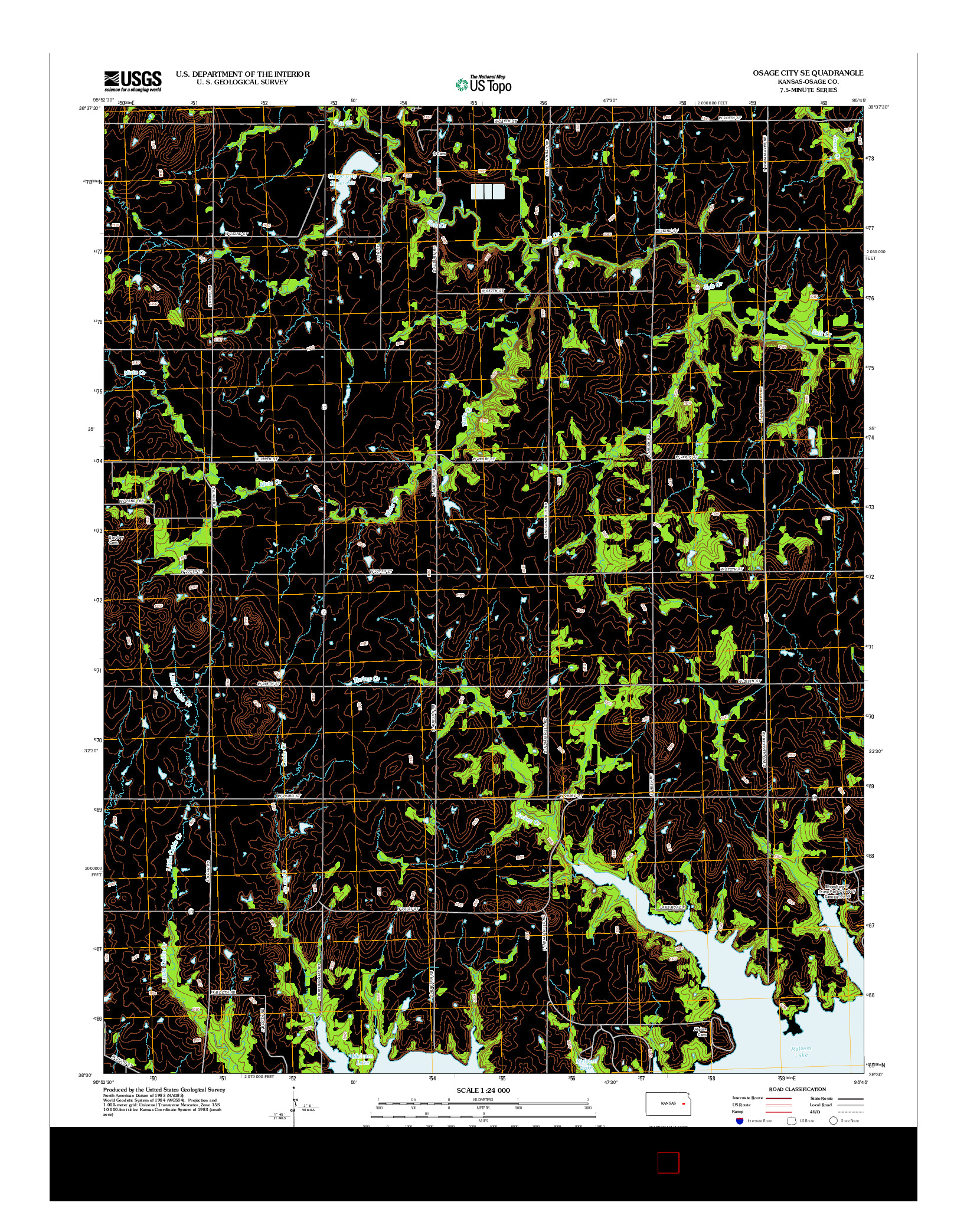 USGS US TOPO 7.5-MINUTE MAP FOR OSAGE CITY SE, KS 2012