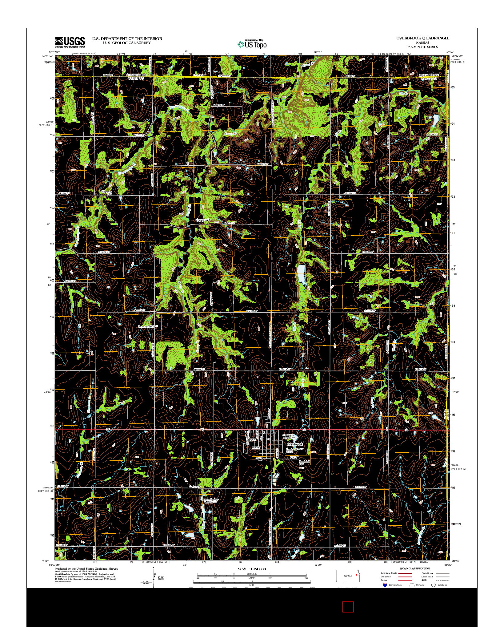 USGS US TOPO 7.5-MINUTE MAP FOR OVERBROOK, KS 2012