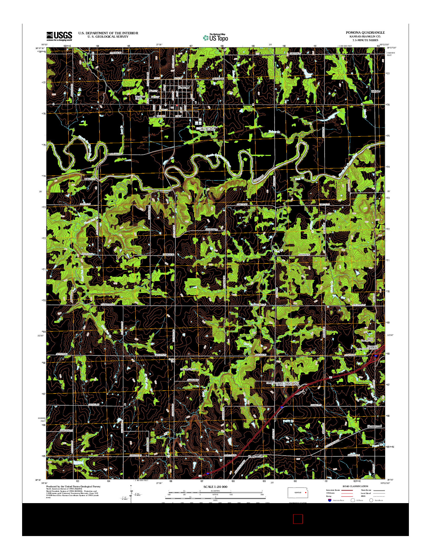 USGS US TOPO 7.5-MINUTE MAP FOR POMONA, KS 2012