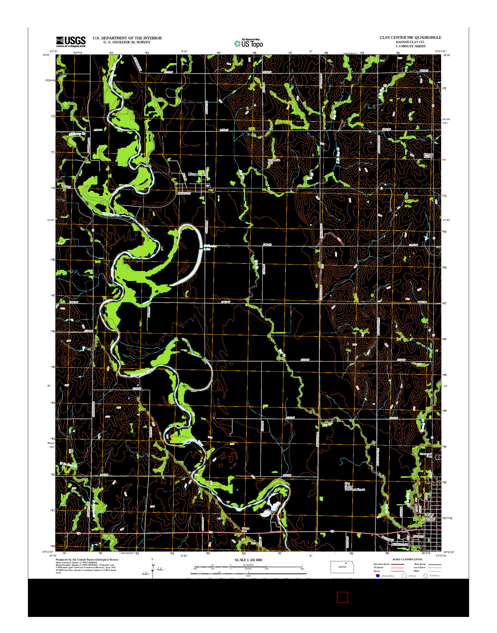 USGS US TOPO 7.5-MINUTE MAP FOR CLAY CENTER NW, KS 2012
