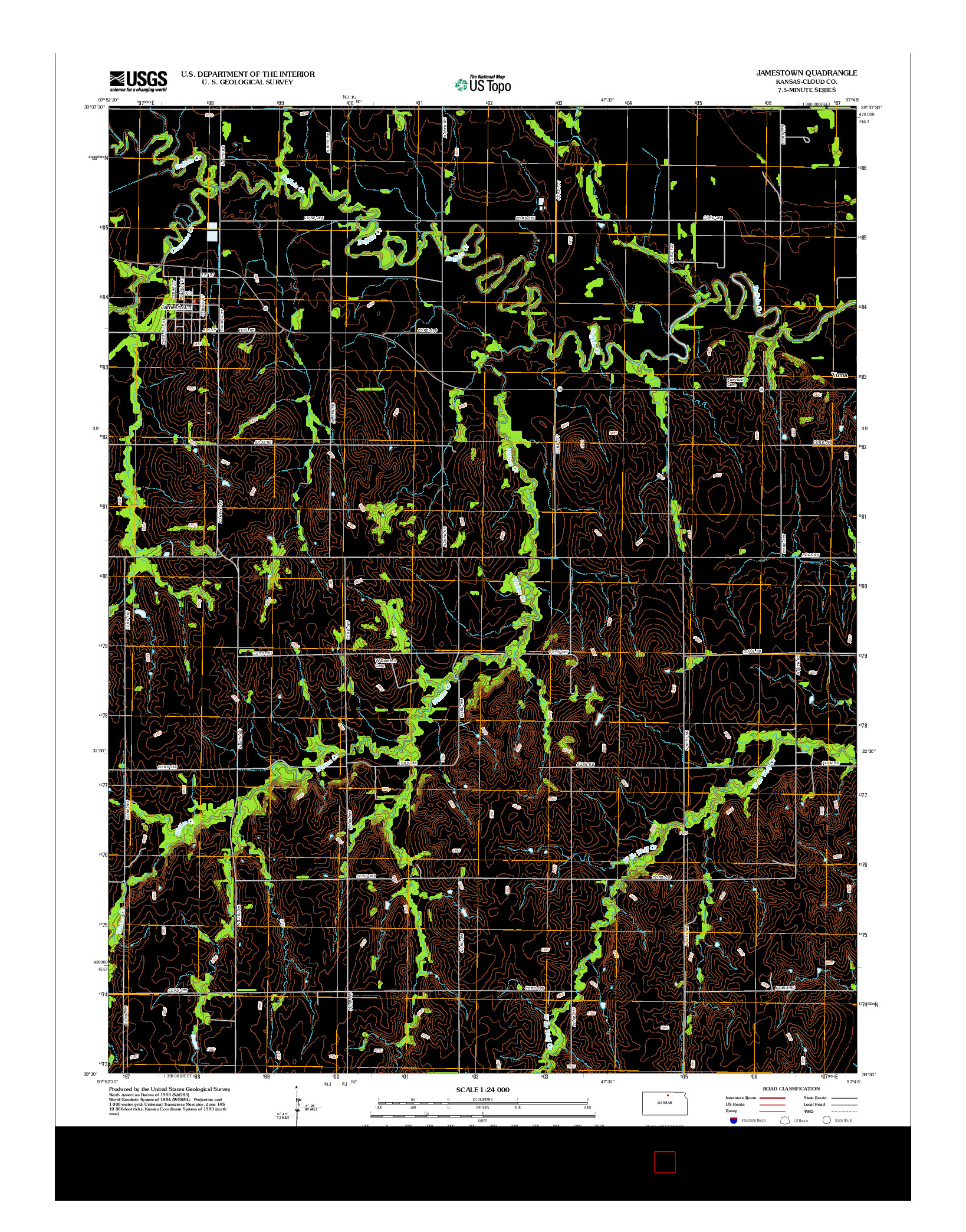 USGS US TOPO 7.5-MINUTE MAP FOR JAMESTOWN, KS 2012