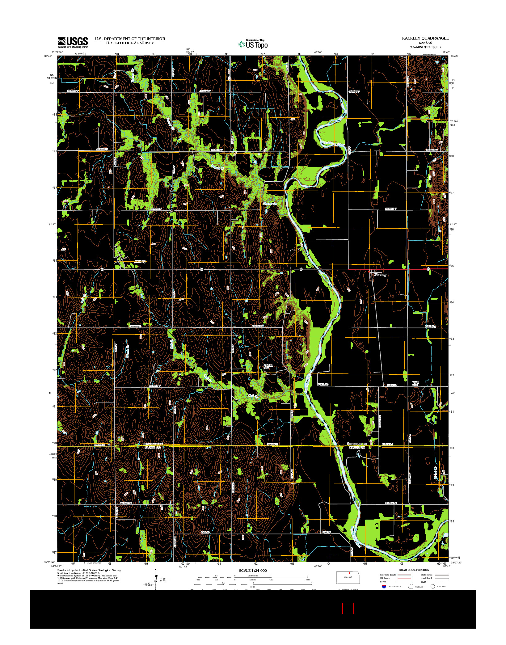 USGS US TOPO 7.5-MINUTE MAP FOR KACKLEY, KS 2012