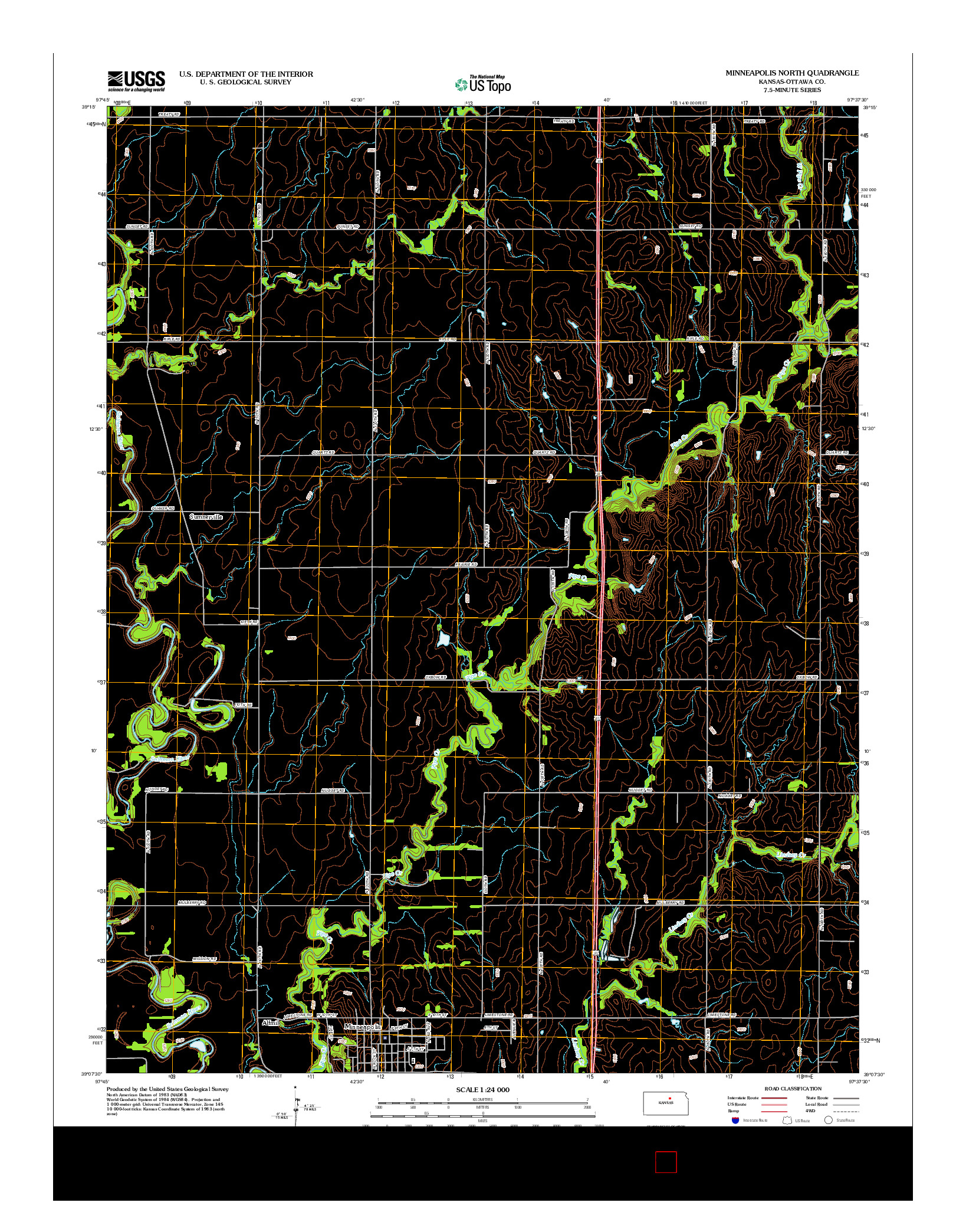 USGS US TOPO 7.5-MINUTE MAP FOR MINNEAPOLIS NORTH, KS 2012