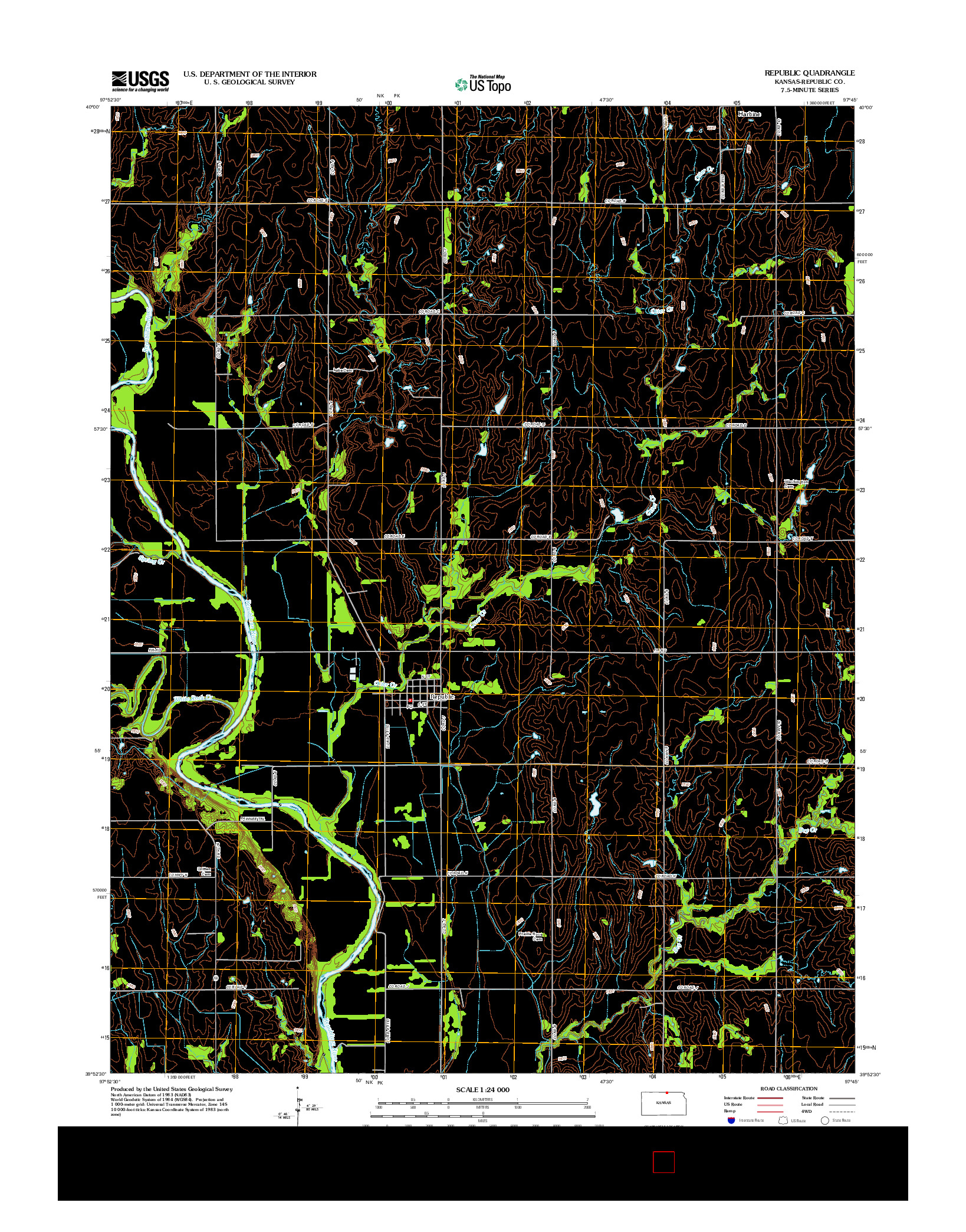 USGS US TOPO 7.5-MINUTE MAP FOR REPUBLIC, KS 2012