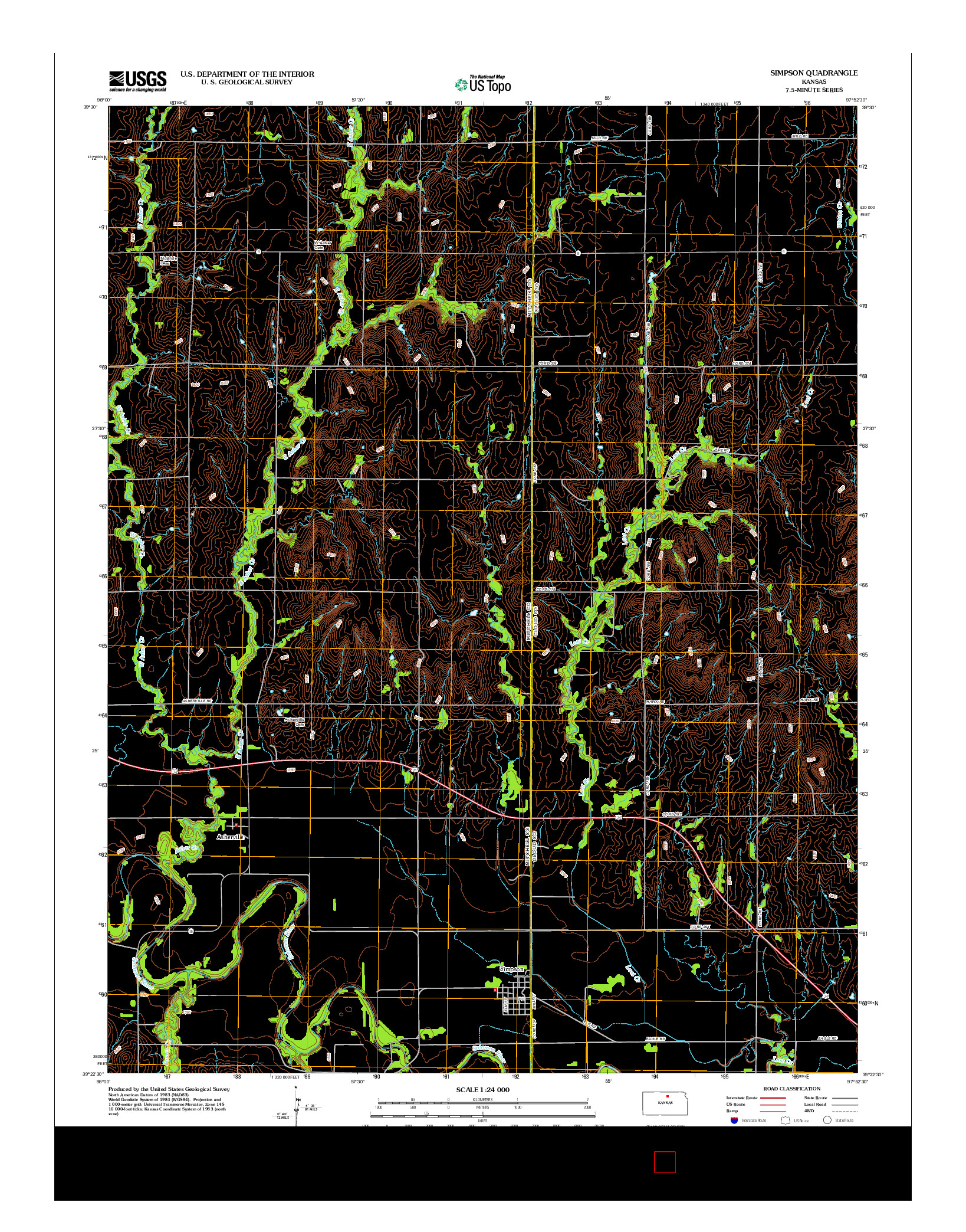 USGS US TOPO 7.5-MINUTE MAP FOR SIMPSON, KS 2012
