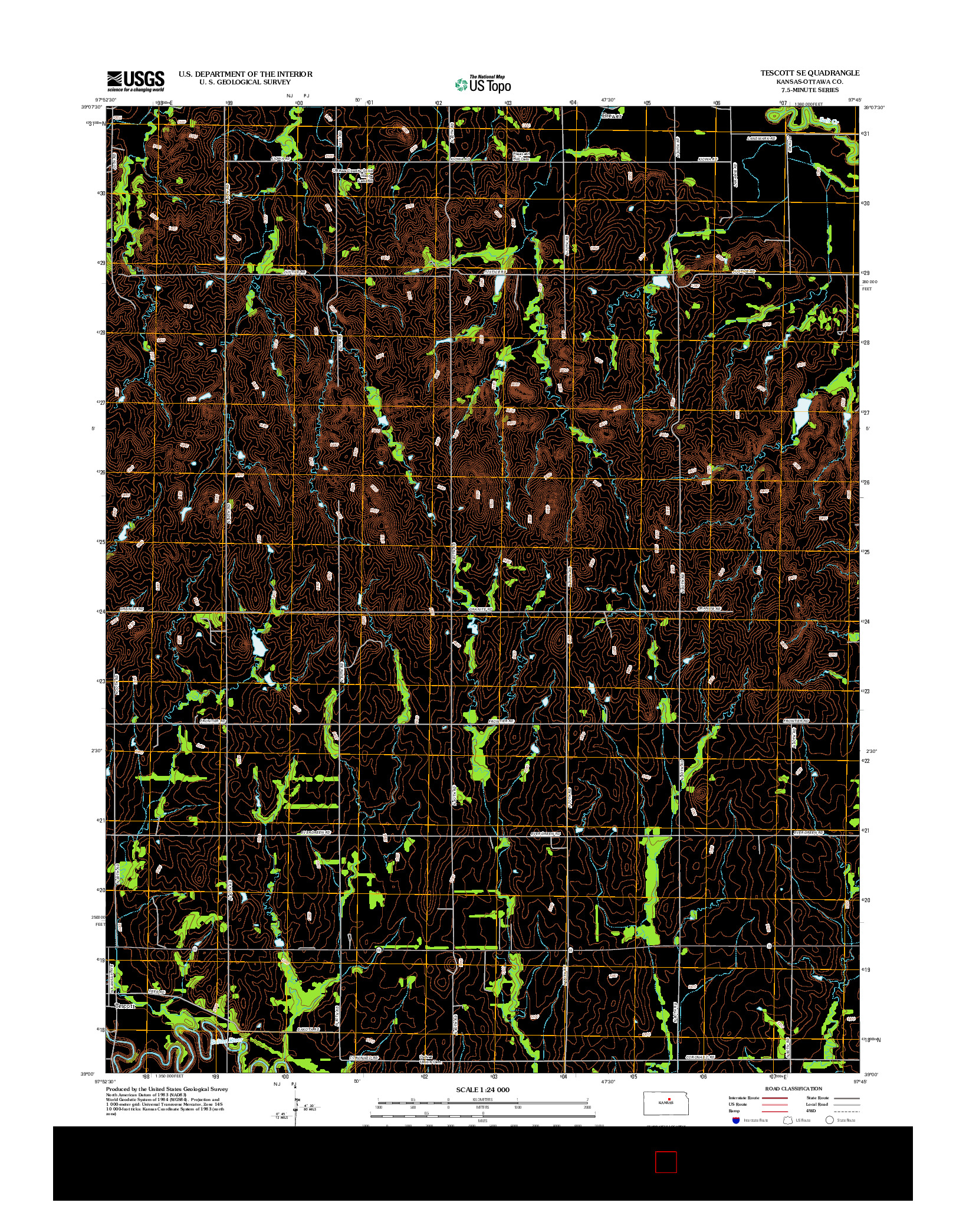 USGS US TOPO 7.5-MINUTE MAP FOR TESCOTT SE, KS 2012