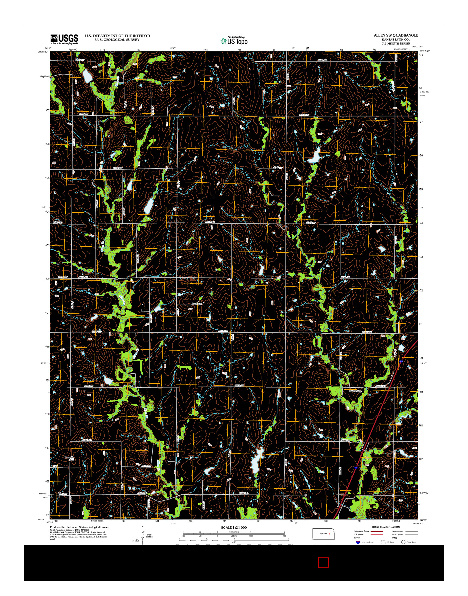 USGS US TOPO 7.5-MINUTE MAP FOR ALLEN SW, KS 2012