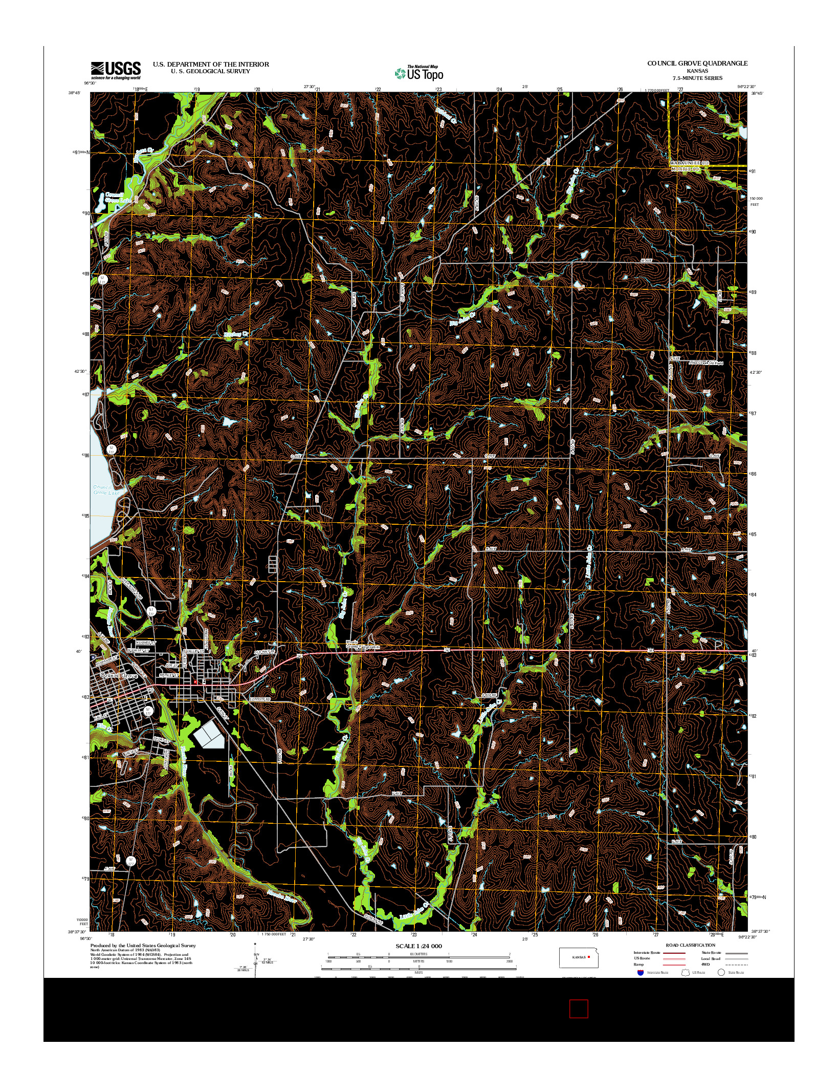 USGS US TOPO 7.5-MINUTE MAP FOR COUNCIL GROVE, KS 2012