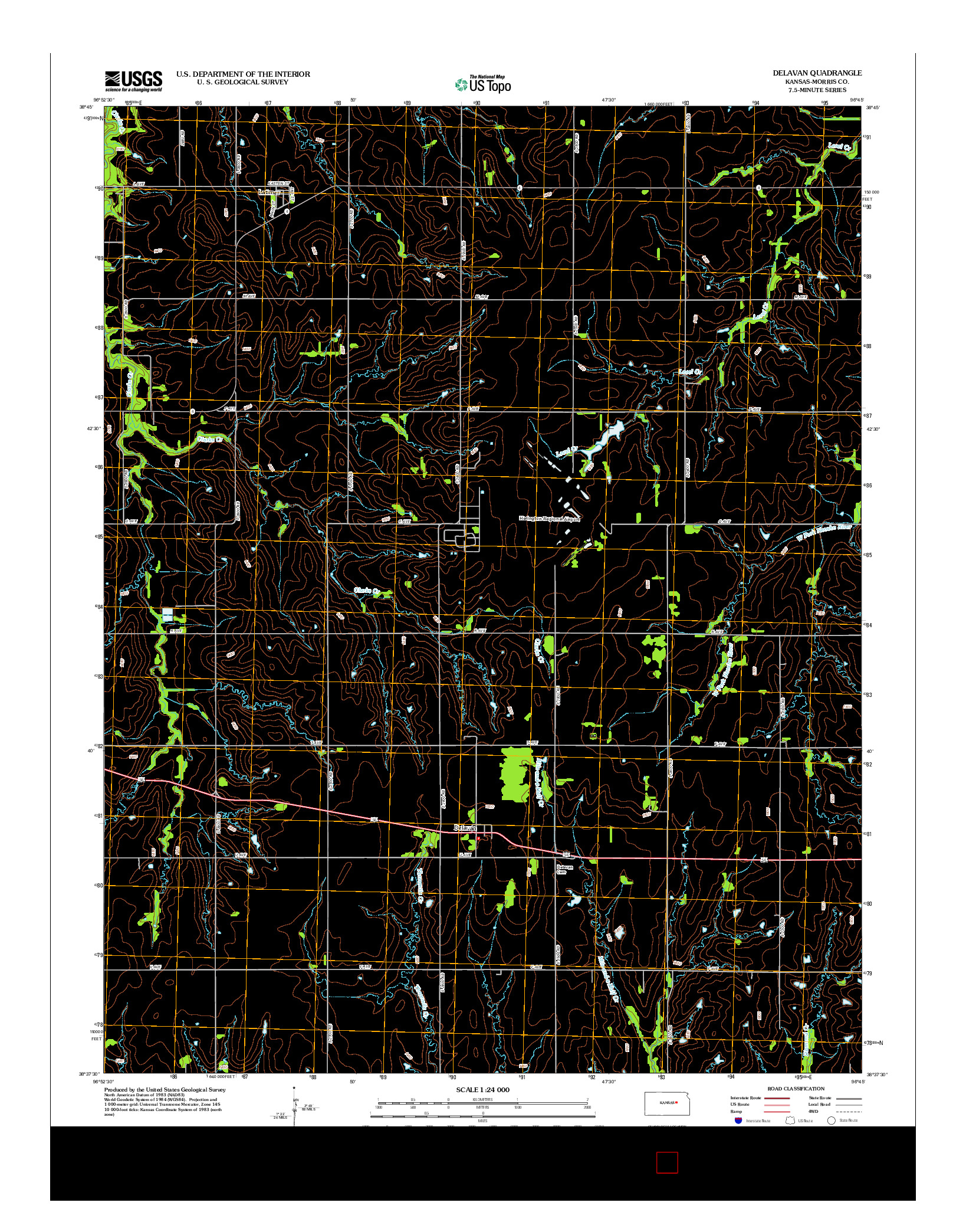 USGS US TOPO 7.5-MINUTE MAP FOR DELAVAN, KS 2012