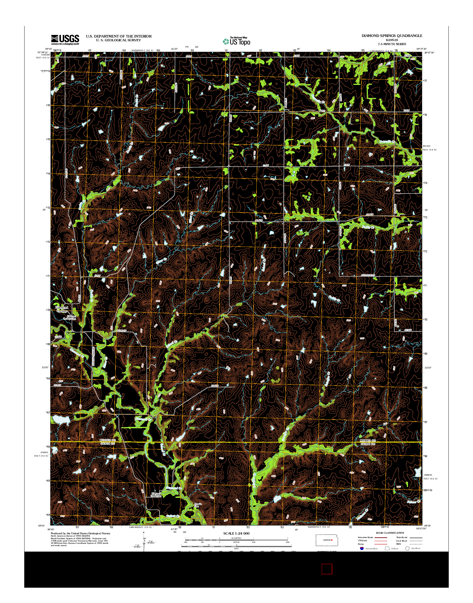 USGS US TOPO 7.5-MINUTE MAP FOR DIAMOND SPRINGS, KS 2012