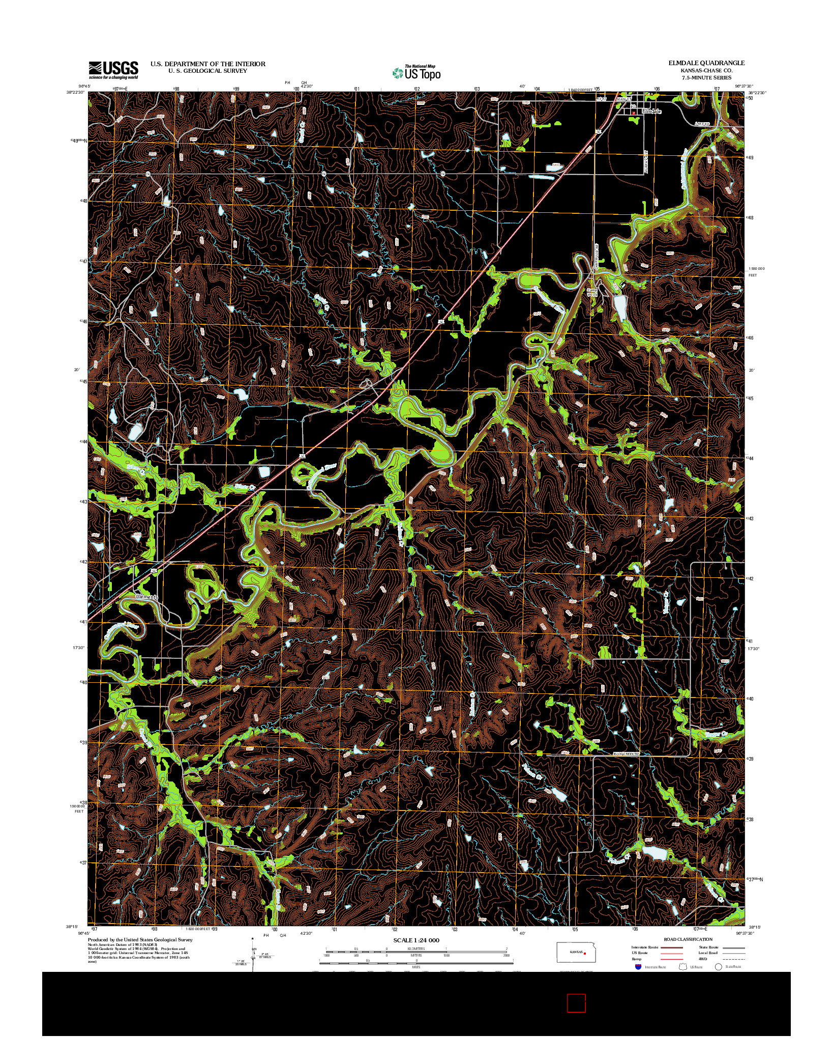 USGS US TOPO 7.5-MINUTE MAP FOR ELMDALE, KS 2012