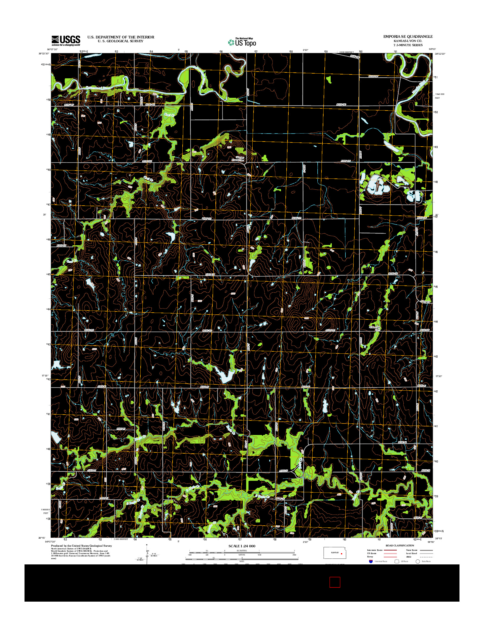 USGS US TOPO 7.5-MINUTE MAP FOR EMPORIA SE, KS 2012