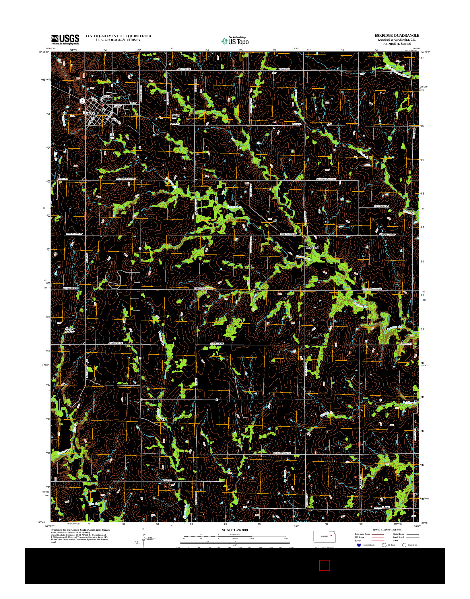 USGS US TOPO 7.5-MINUTE MAP FOR ESKRIDGE, KS 2012