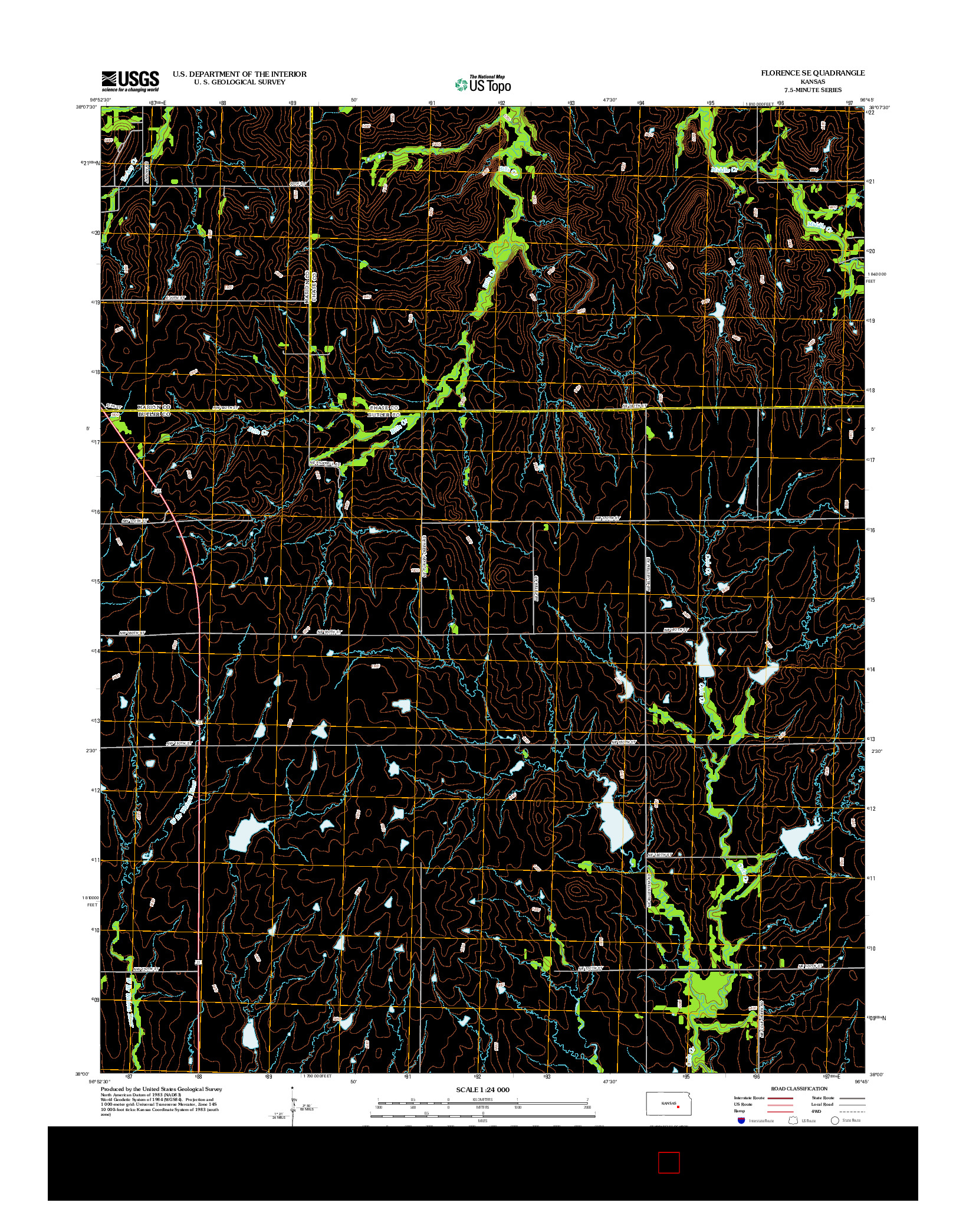 USGS US TOPO 7.5-MINUTE MAP FOR FLORENCE SE, KS 2012