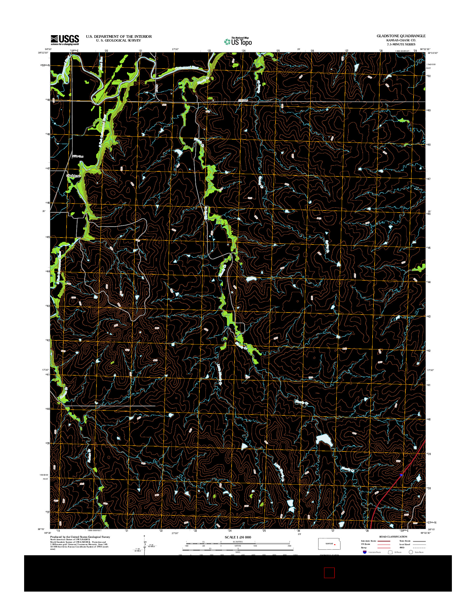 USGS US TOPO 7.5-MINUTE MAP FOR GLADSTONE, KS 2012