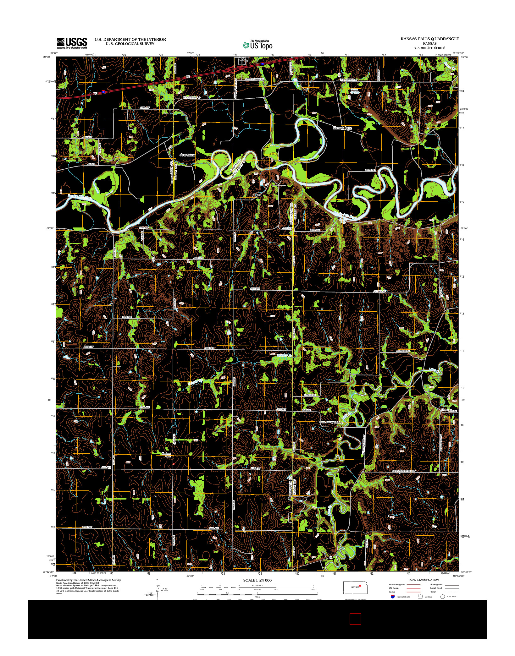 USGS US TOPO 7.5-MINUTE MAP FOR KANSAS FALLS, KS 2012