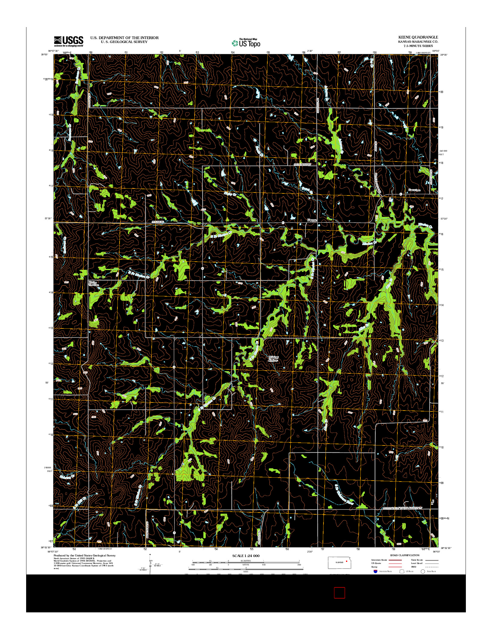 USGS US TOPO 7.5-MINUTE MAP FOR KEENE, KS 2012