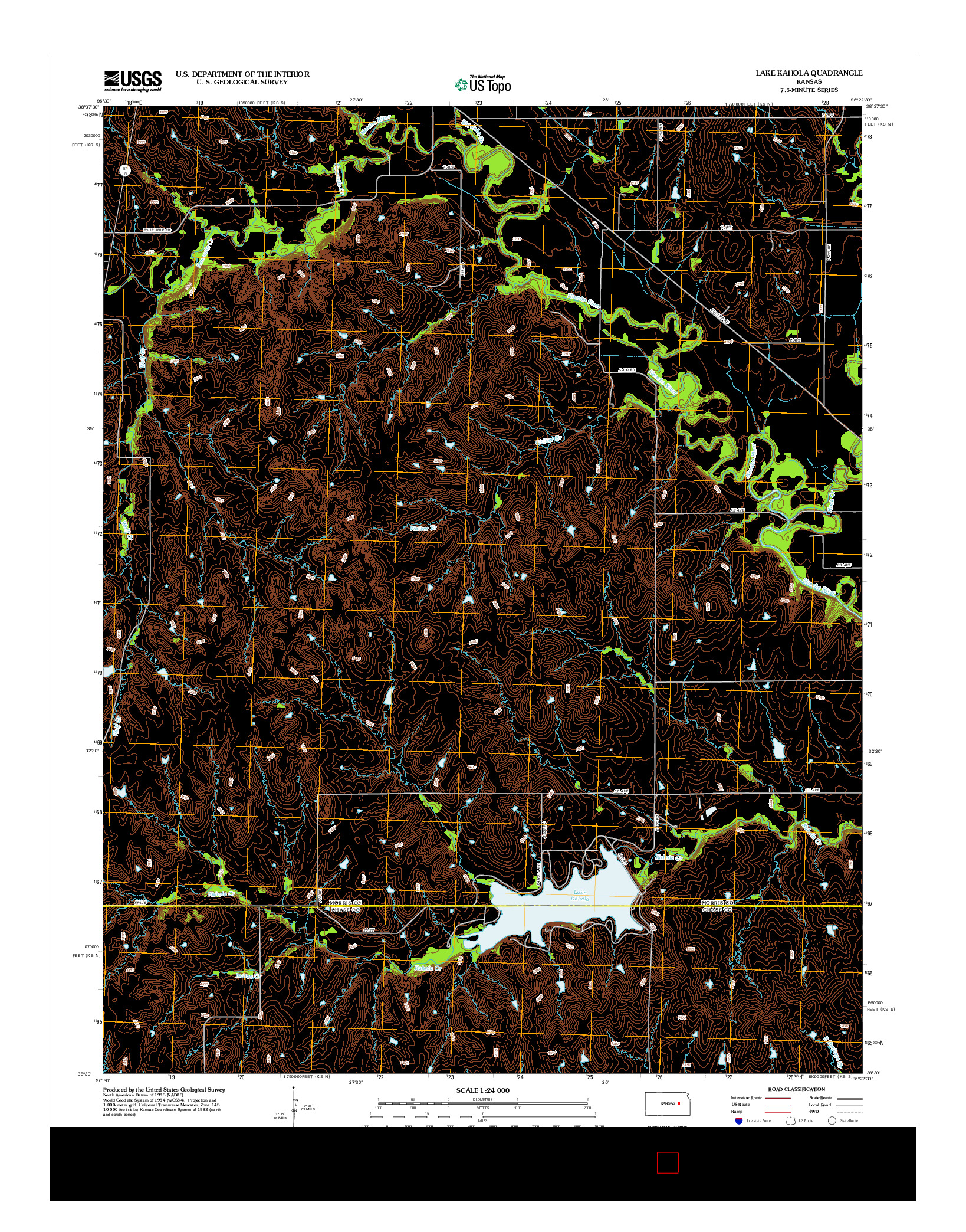 USGS US TOPO 7.5-MINUTE MAP FOR LAKE KAHOLA, KS 2012