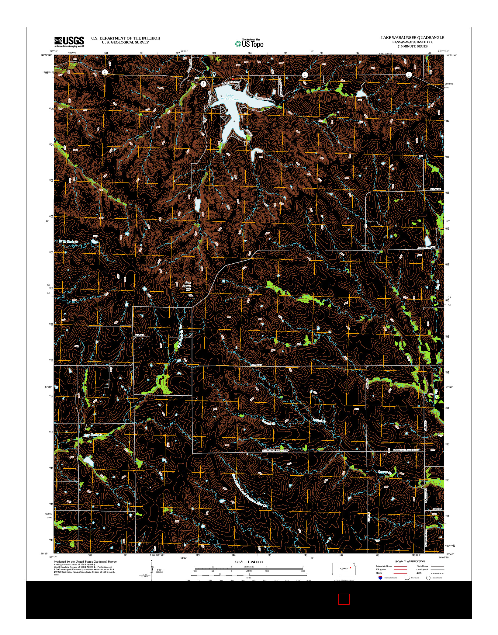 USGS US TOPO 7.5-MINUTE MAP FOR LAKE WABAUNSEE, KS 2012