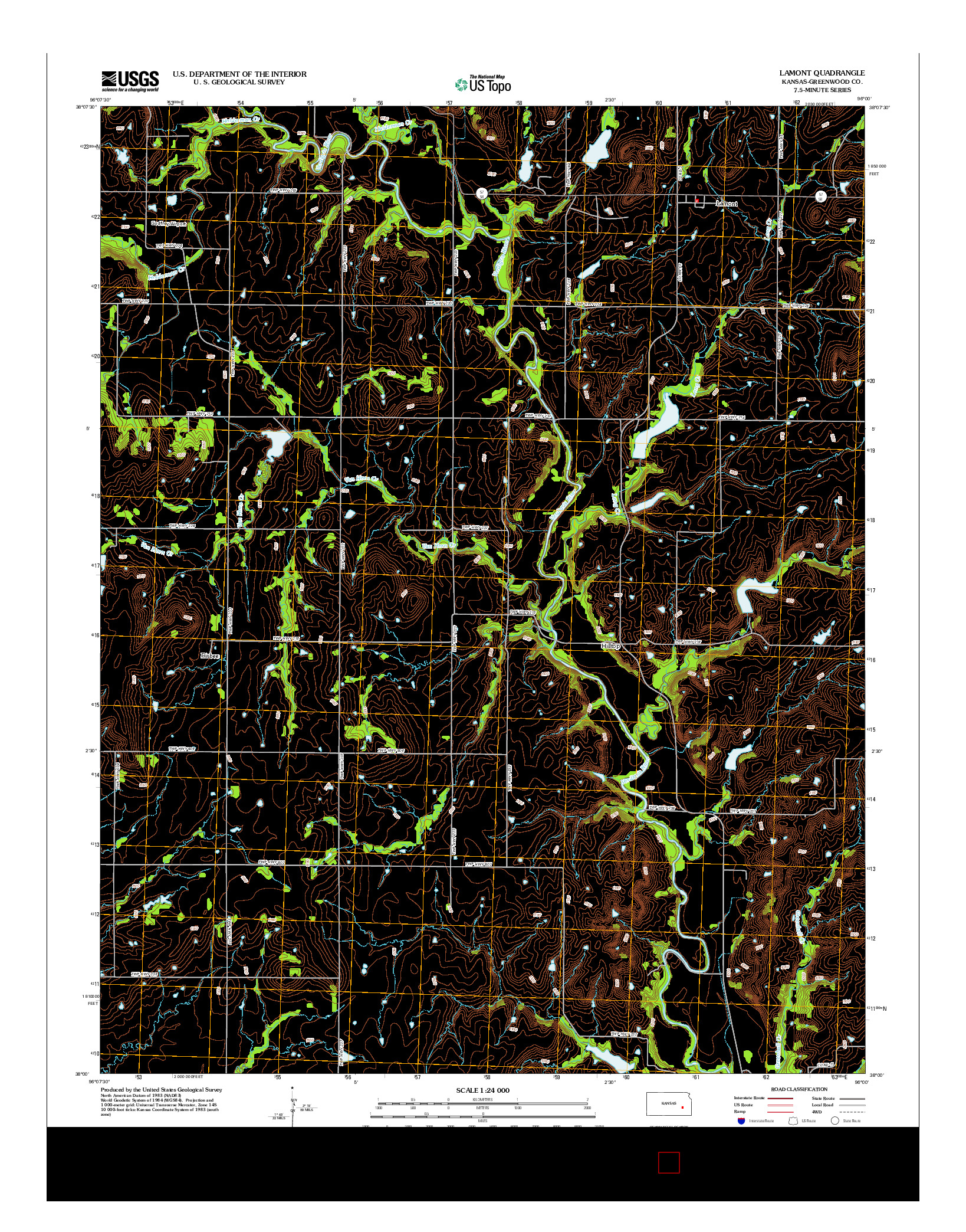 USGS US TOPO 7.5-MINUTE MAP FOR LAMONT, KS 2012