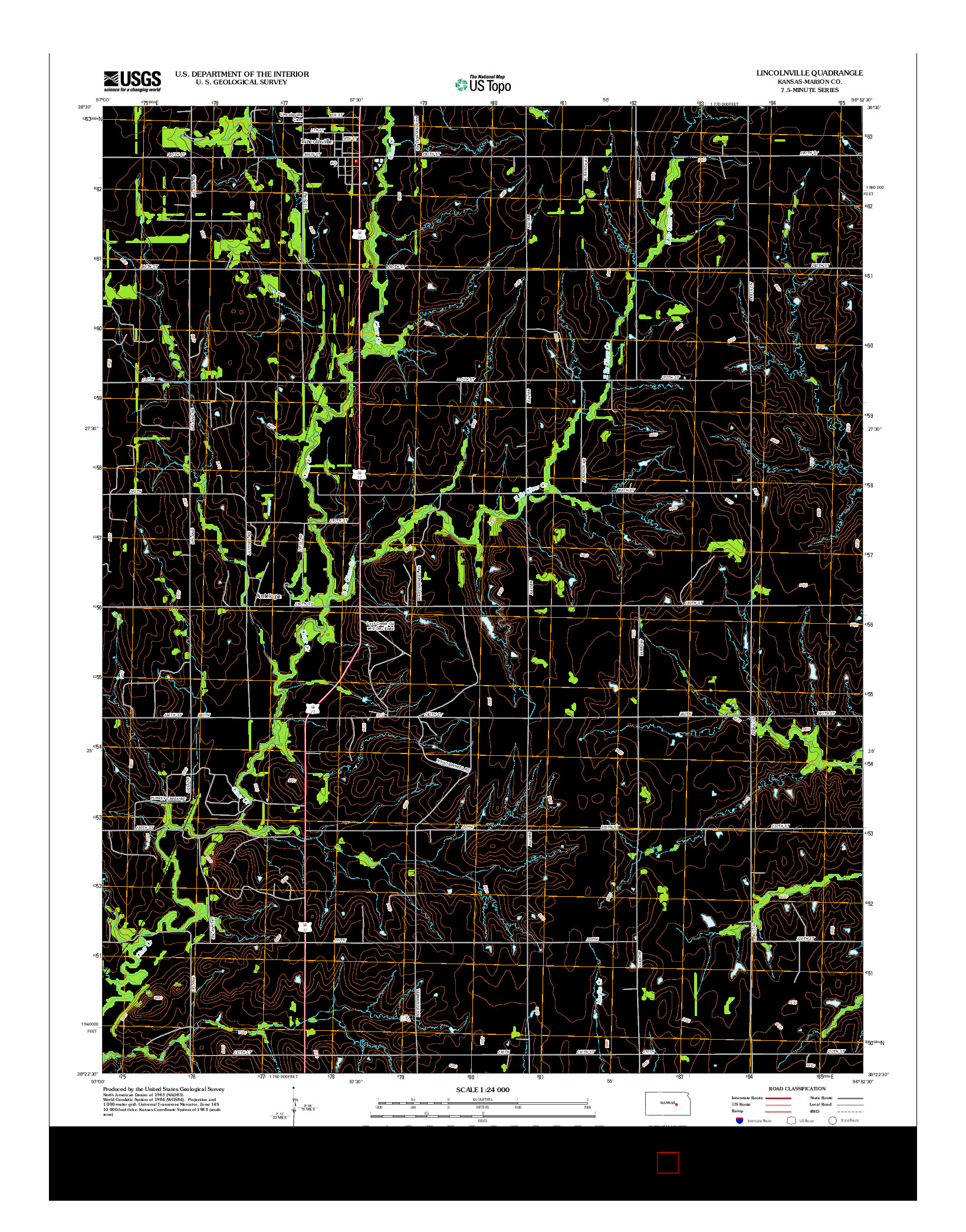 USGS US TOPO 7.5-MINUTE MAP FOR LINCOLNVILLE, KS 2012