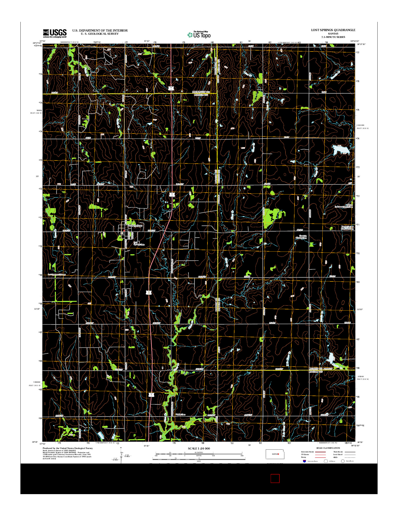 USGS US TOPO 7.5-MINUTE MAP FOR LOST SPRINGS, KS 2012