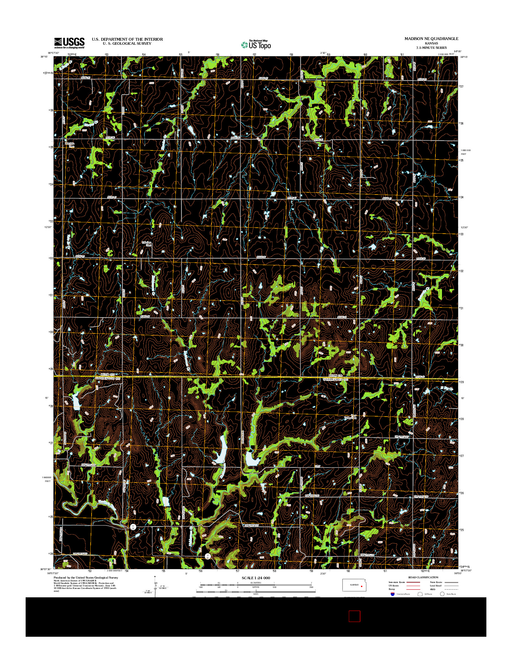 USGS US TOPO 7.5-MINUTE MAP FOR MADISON NE, KS 2012