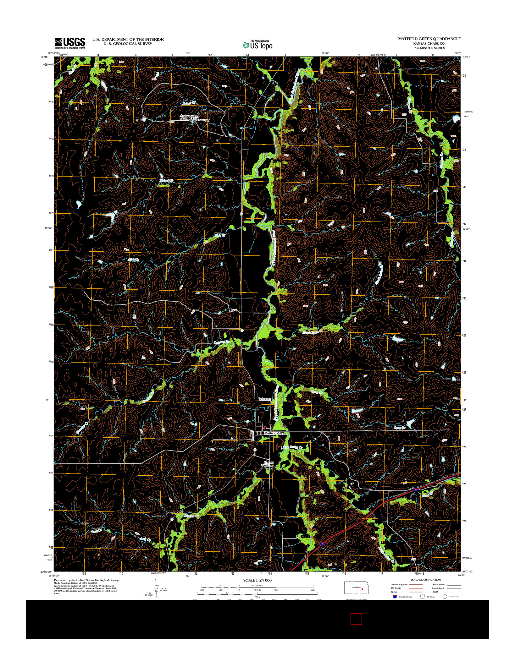 USGS US TOPO 7.5-MINUTE MAP FOR MATFIELD GREEN, KS 2012