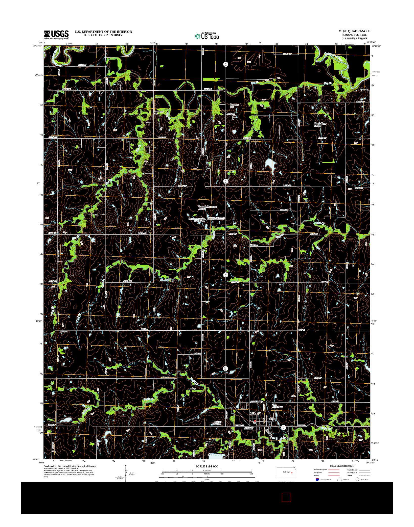 USGS US TOPO 7.5-MINUTE MAP FOR OLPE, KS 2012