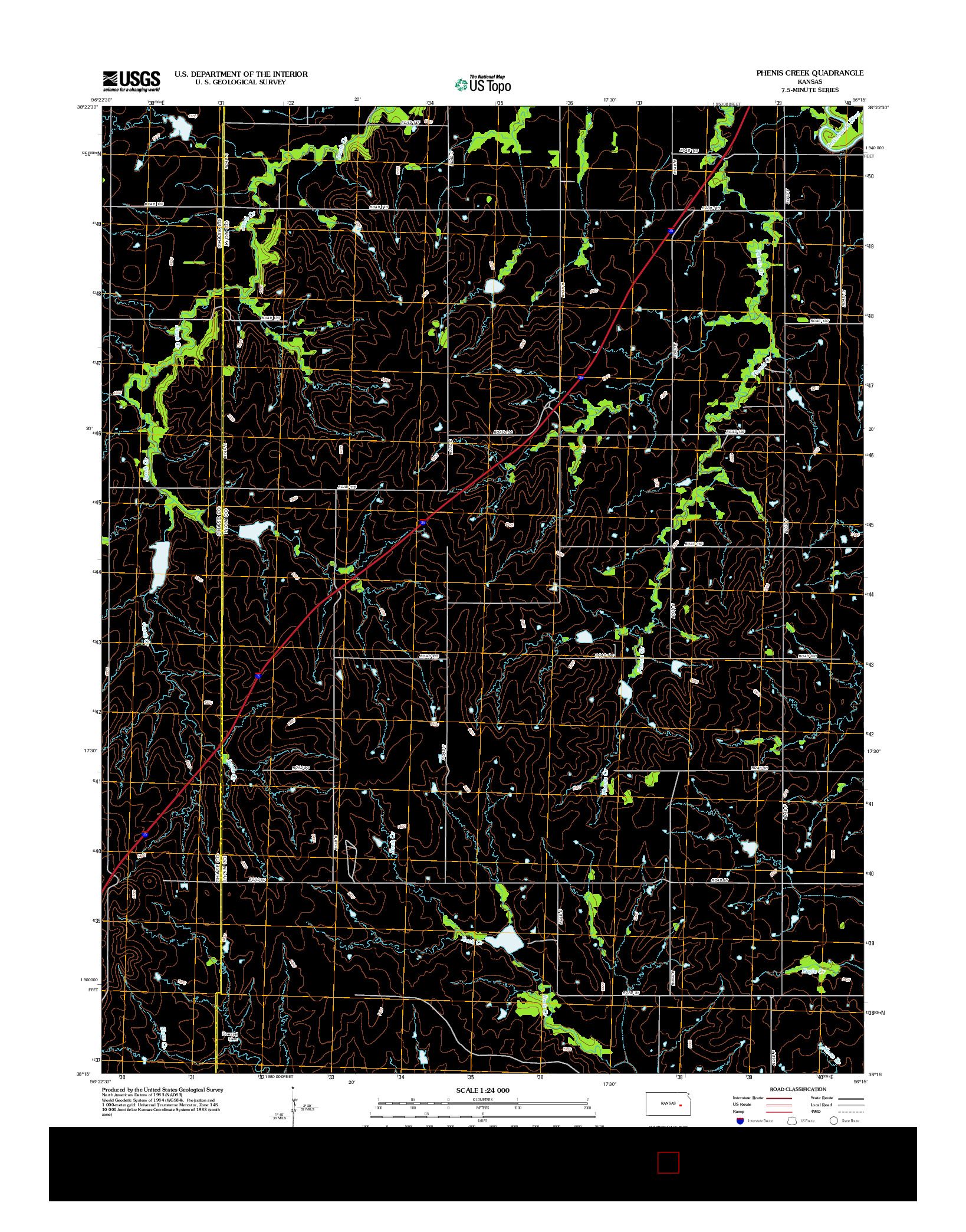USGS US TOPO 7.5-MINUTE MAP FOR PHENIS CREEK, KS 2012