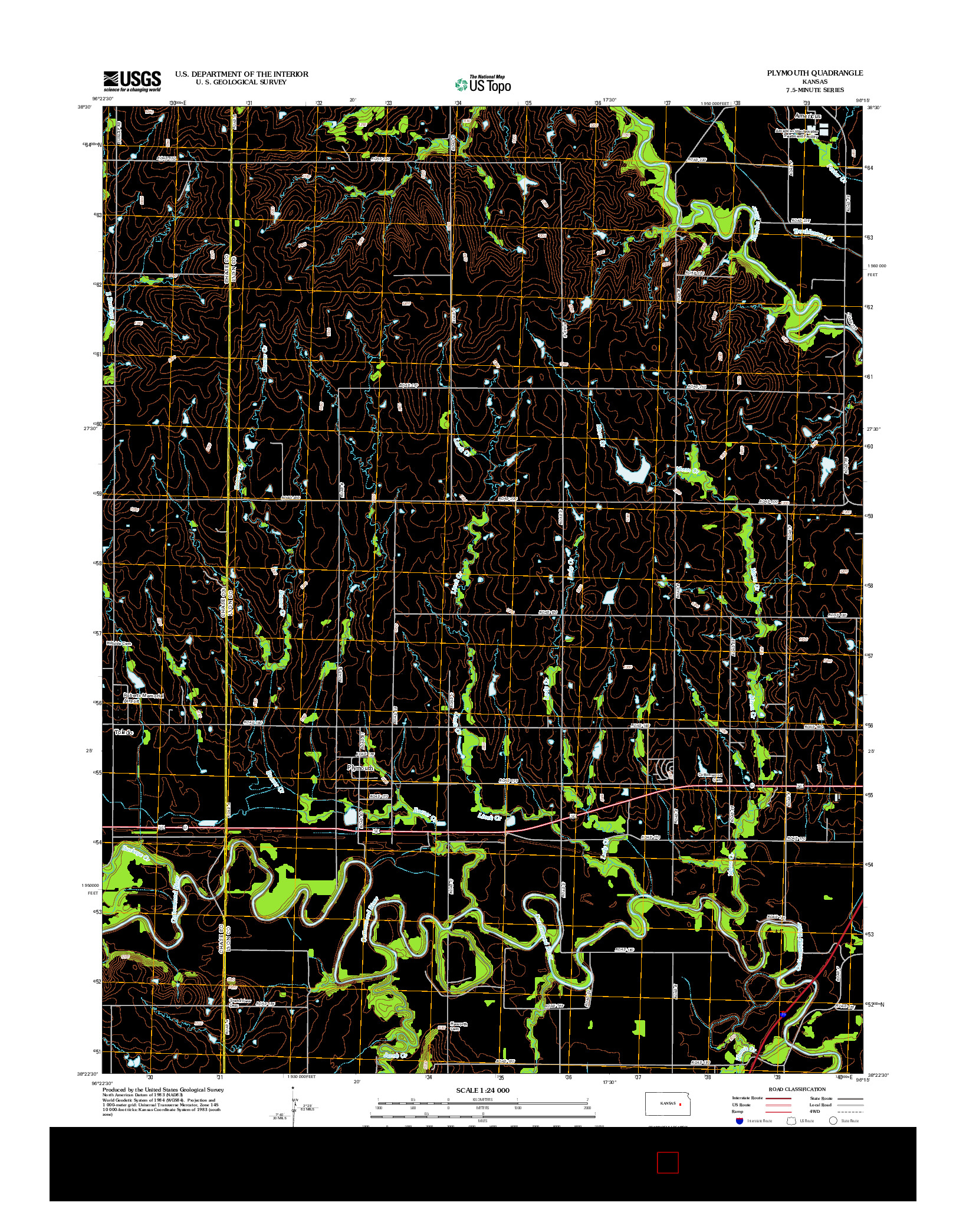 USGS US TOPO 7.5-MINUTE MAP FOR PLYMOUTH, KS 2012