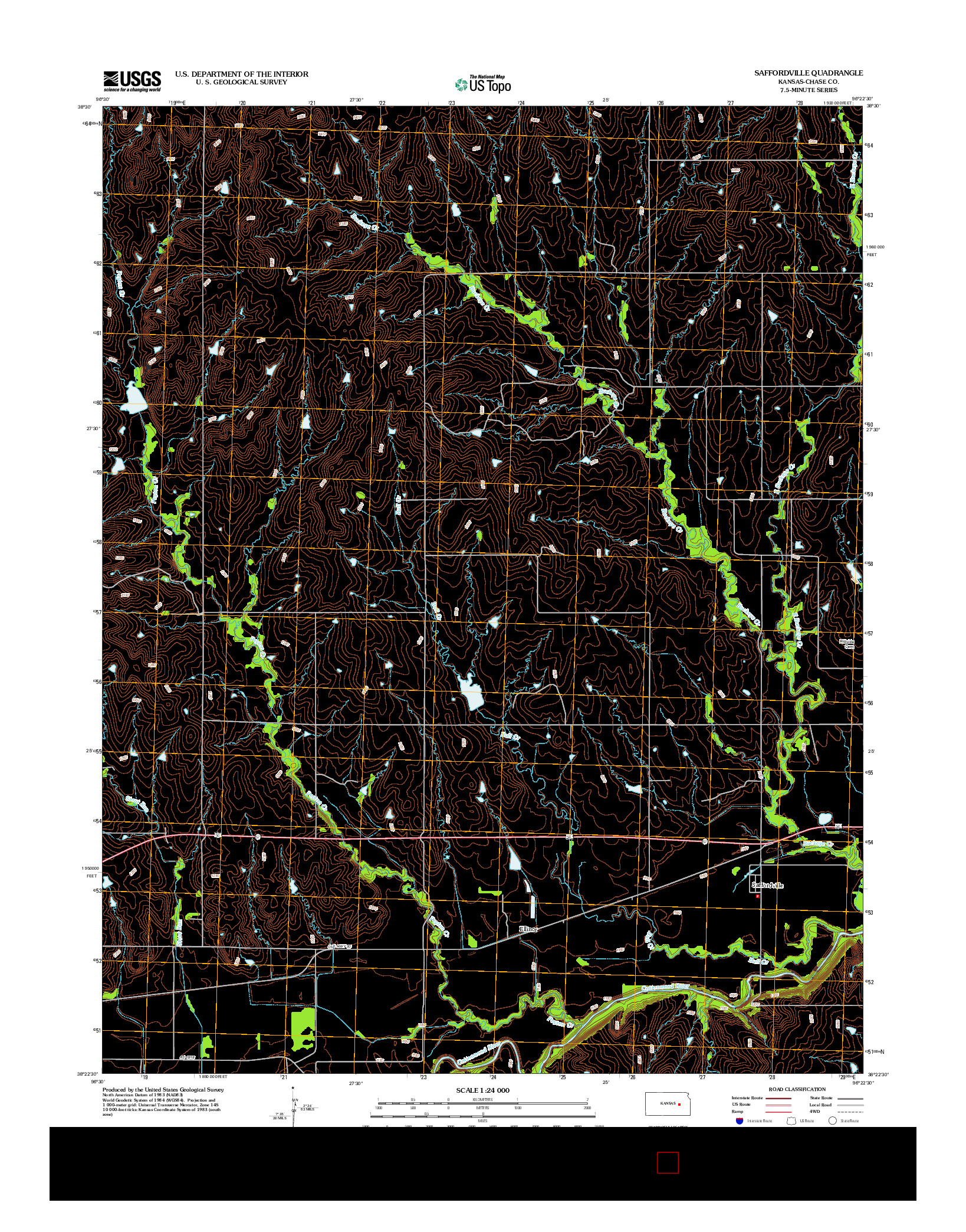USGS US TOPO 7.5-MINUTE MAP FOR SAFFORDVILLE, KS 2012