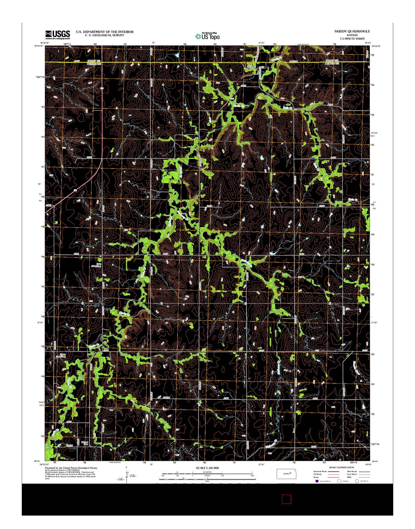 USGS US TOPO 7.5-MINUTE MAP FOR SKIDDY, KS 2012