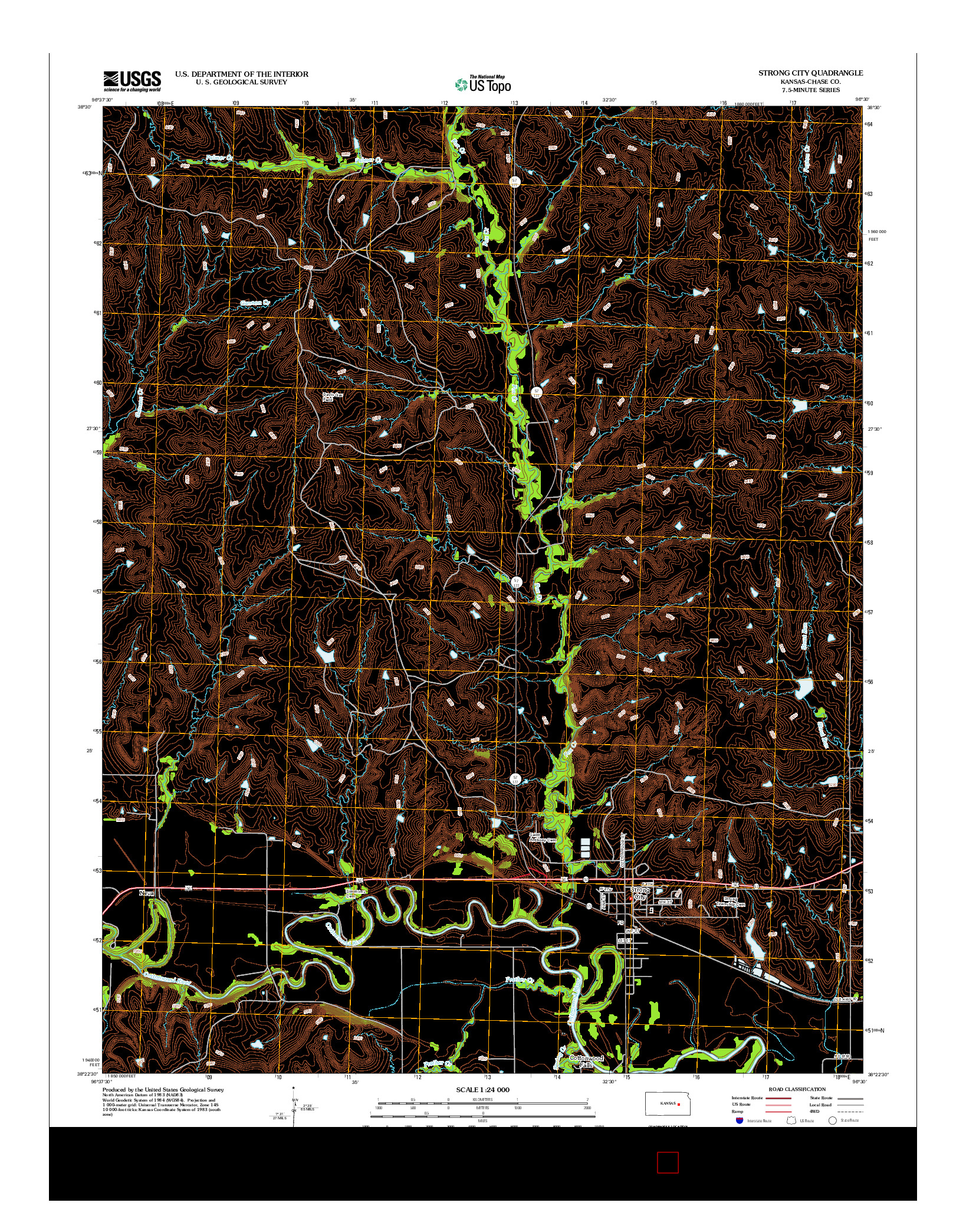 USGS US TOPO 7.5-MINUTE MAP FOR STRONG CITY, KS 2012