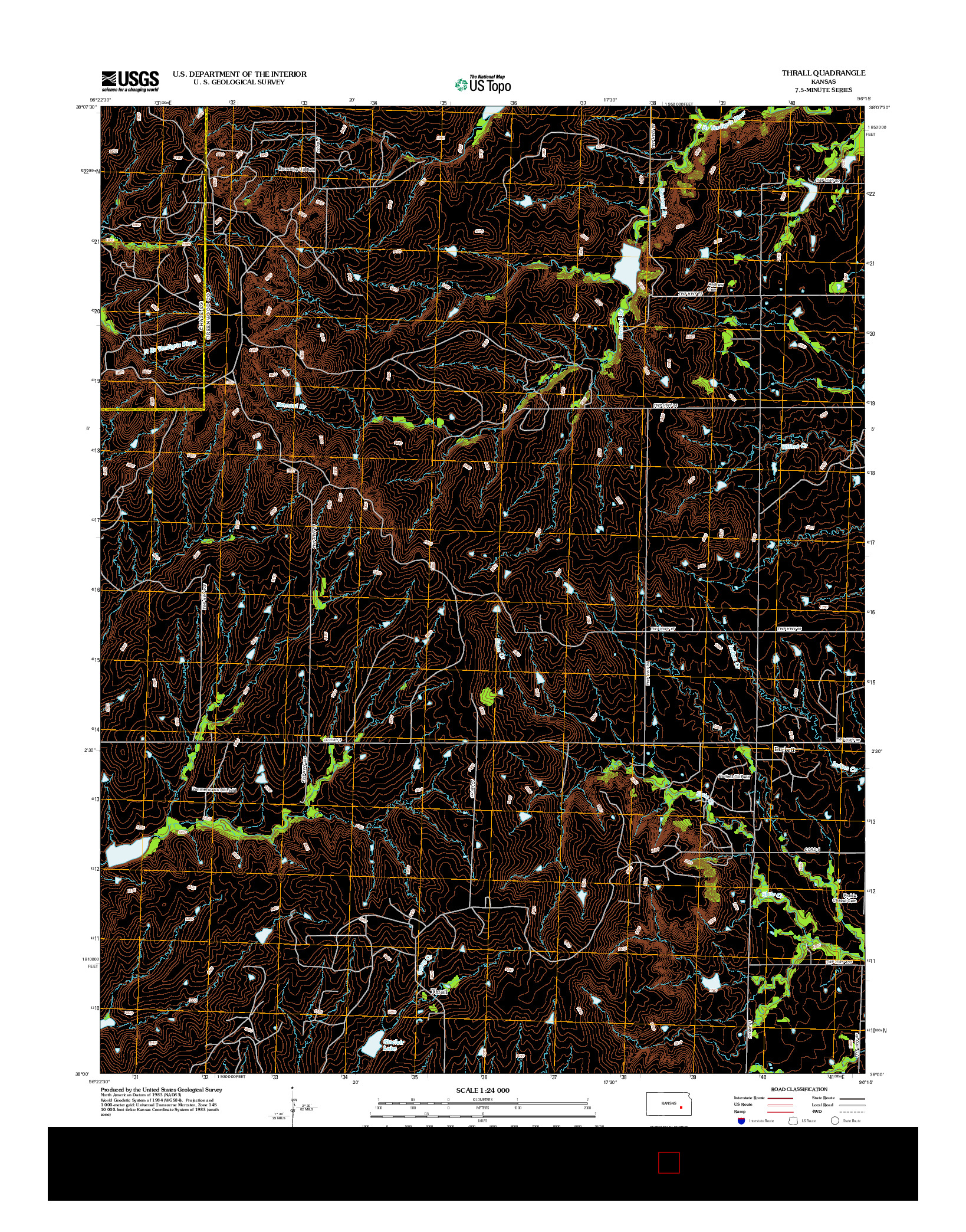 USGS US TOPO 7.5-MINUTE MAP FOR THRALL, KS 2012