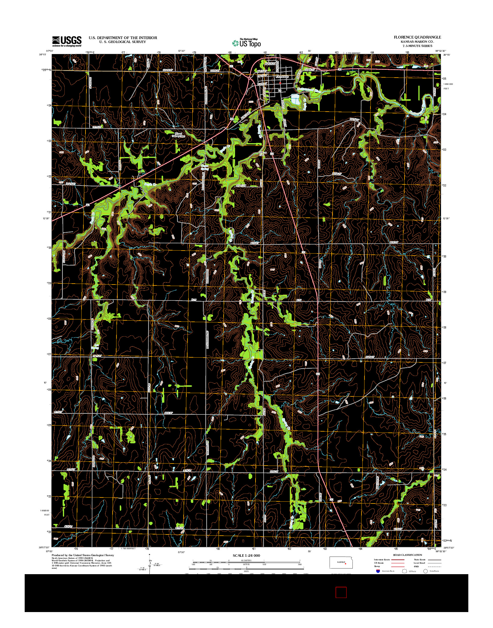 USGS US TOPO 7.5-MINUTE MAP FOR FLORENCE, KS 2012