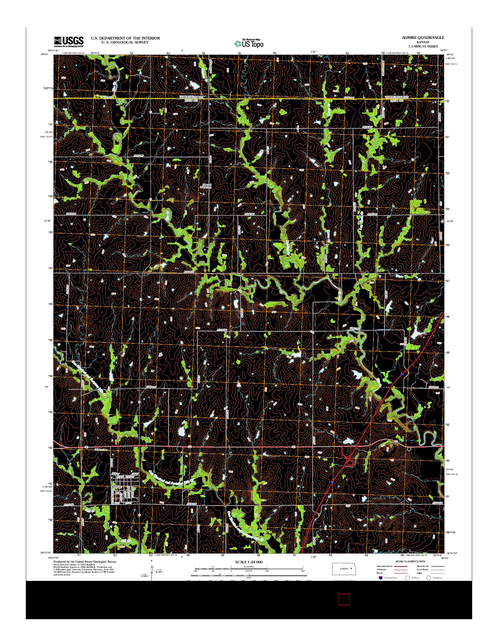 USGS US TOPO 7.5-MINUTE MAP FOR ADMIRE, KS 2012