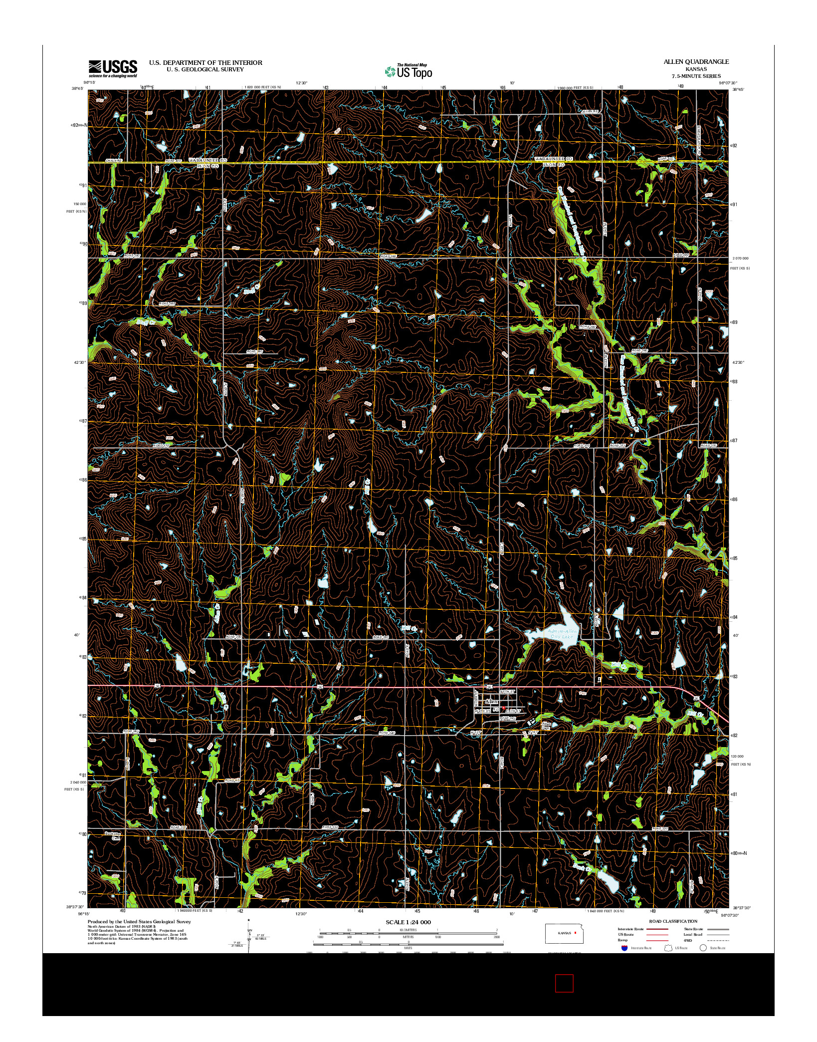USGS US TOPO 7.5-MINUTE MAP FOR ALLEN, KS 2012