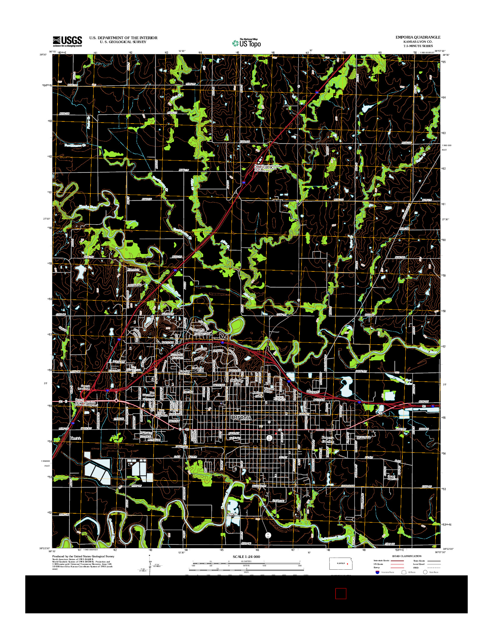 USGS US TOPO 7.5-MINUTE MAP FOR EMPORIA, KS 2012