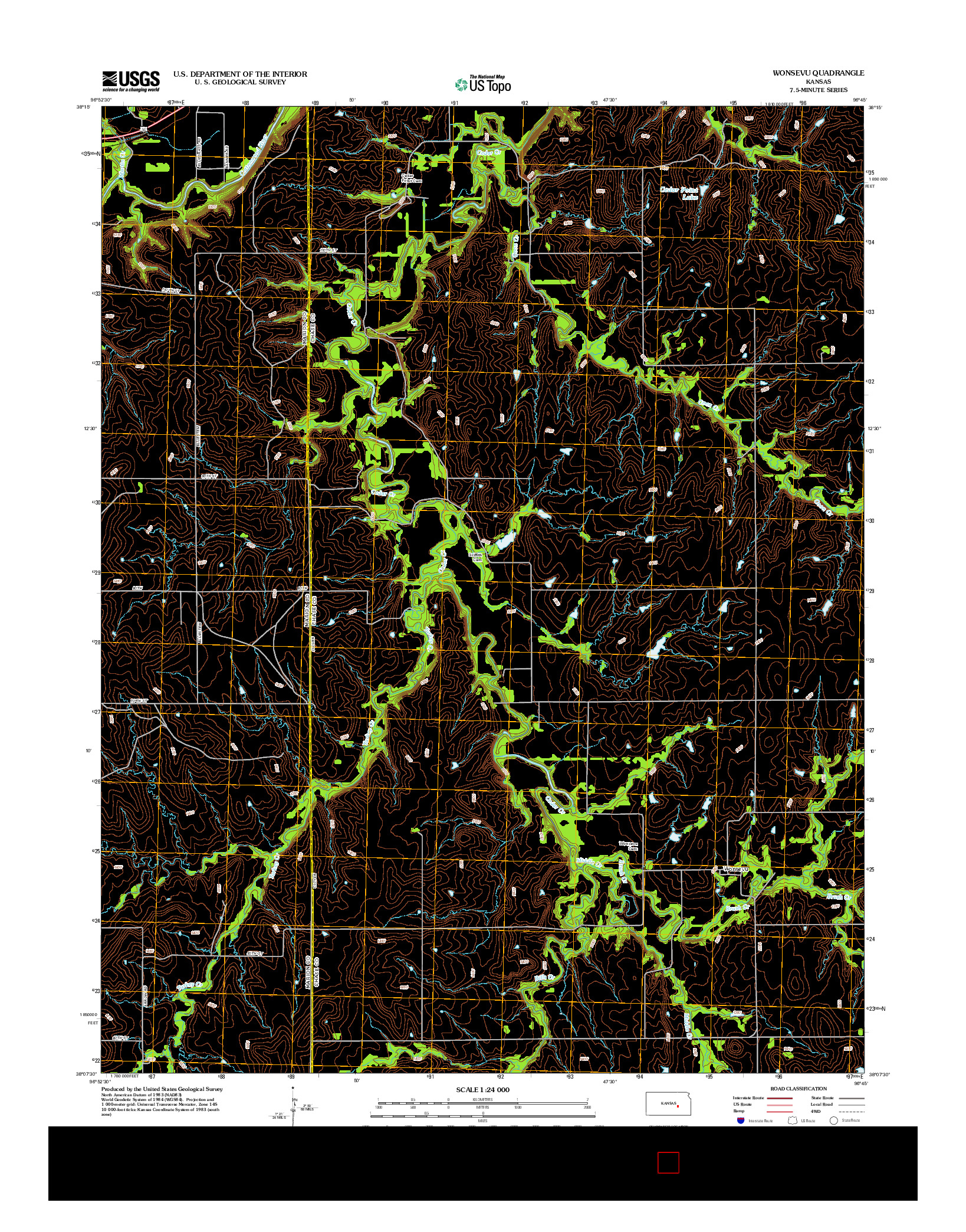 USGS US TOPO 7.5-MINUTE MAP FOR WONSEVU, KS 2012