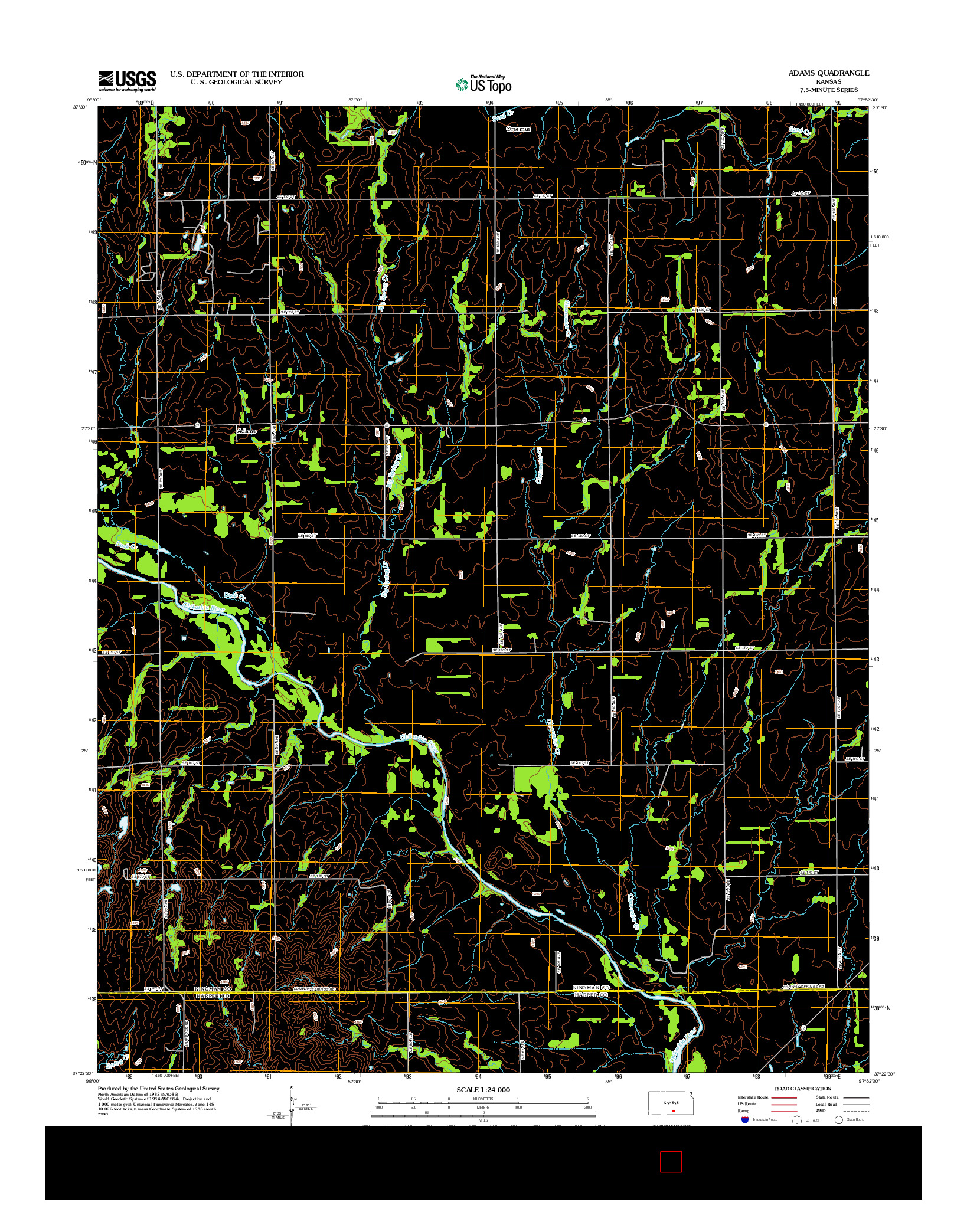 USGS US TOPO 7.5-MINUTE MAP FOR ADAMS, KS 2012