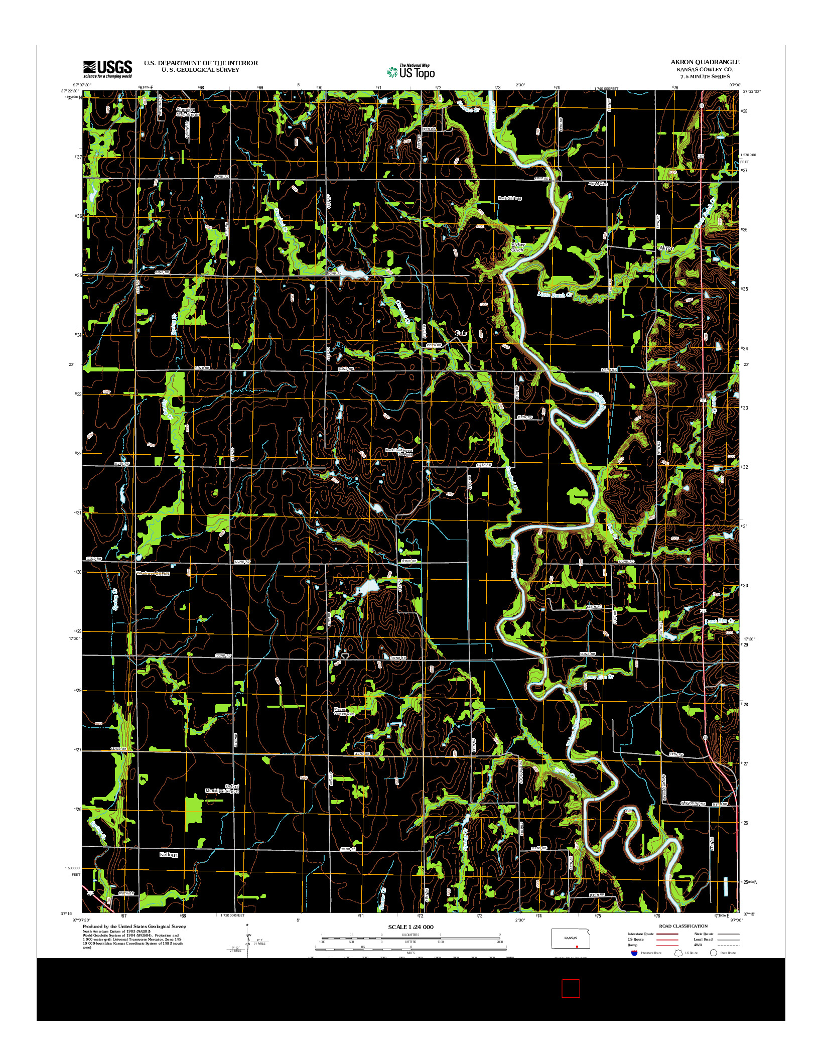 USGS US TOPO 7.5-MINUTE MAP FOR AKRON, KS 2012