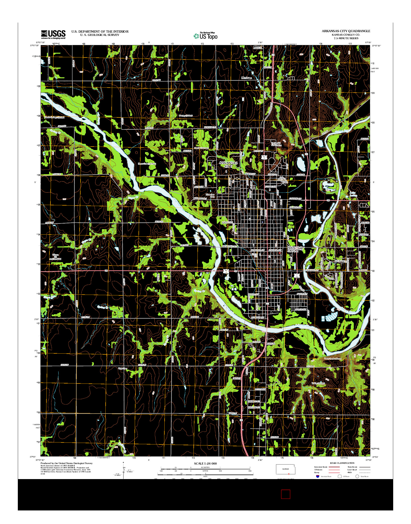 USGS US TOPO 7.5-MINUTE MAP FOR ARKANSAS CITY, KS 2012