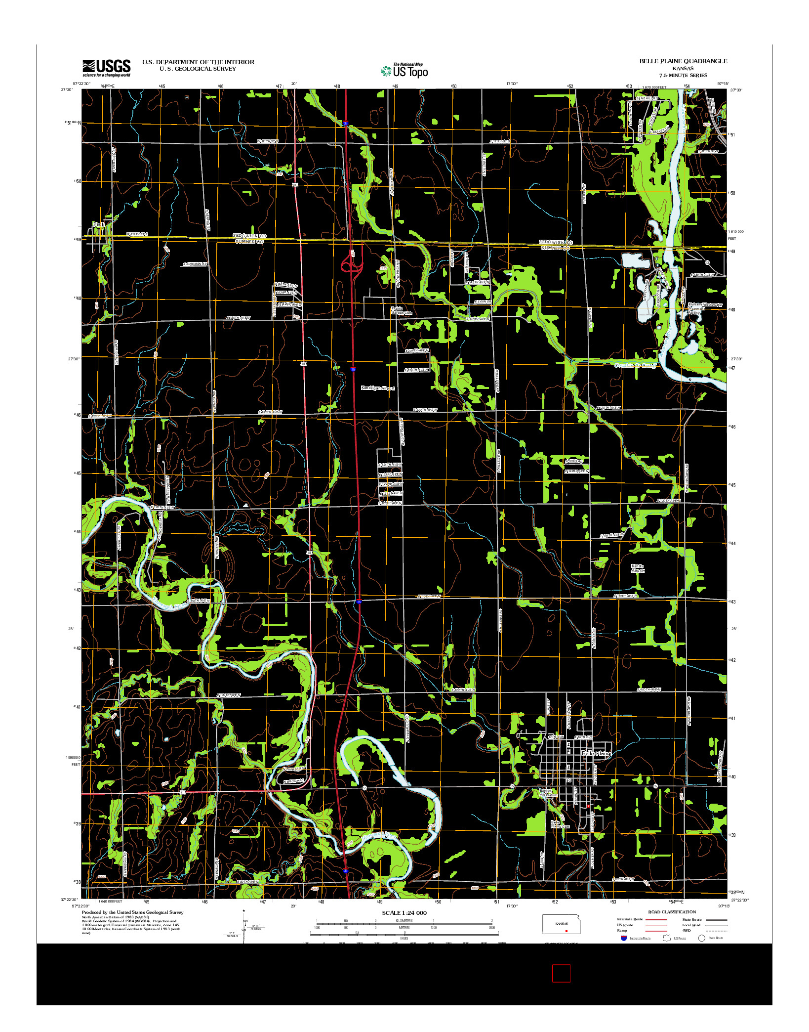 USGS US TOPO 7.5-MINUTE MAP FOR BELLE PLAINE, KS 2012