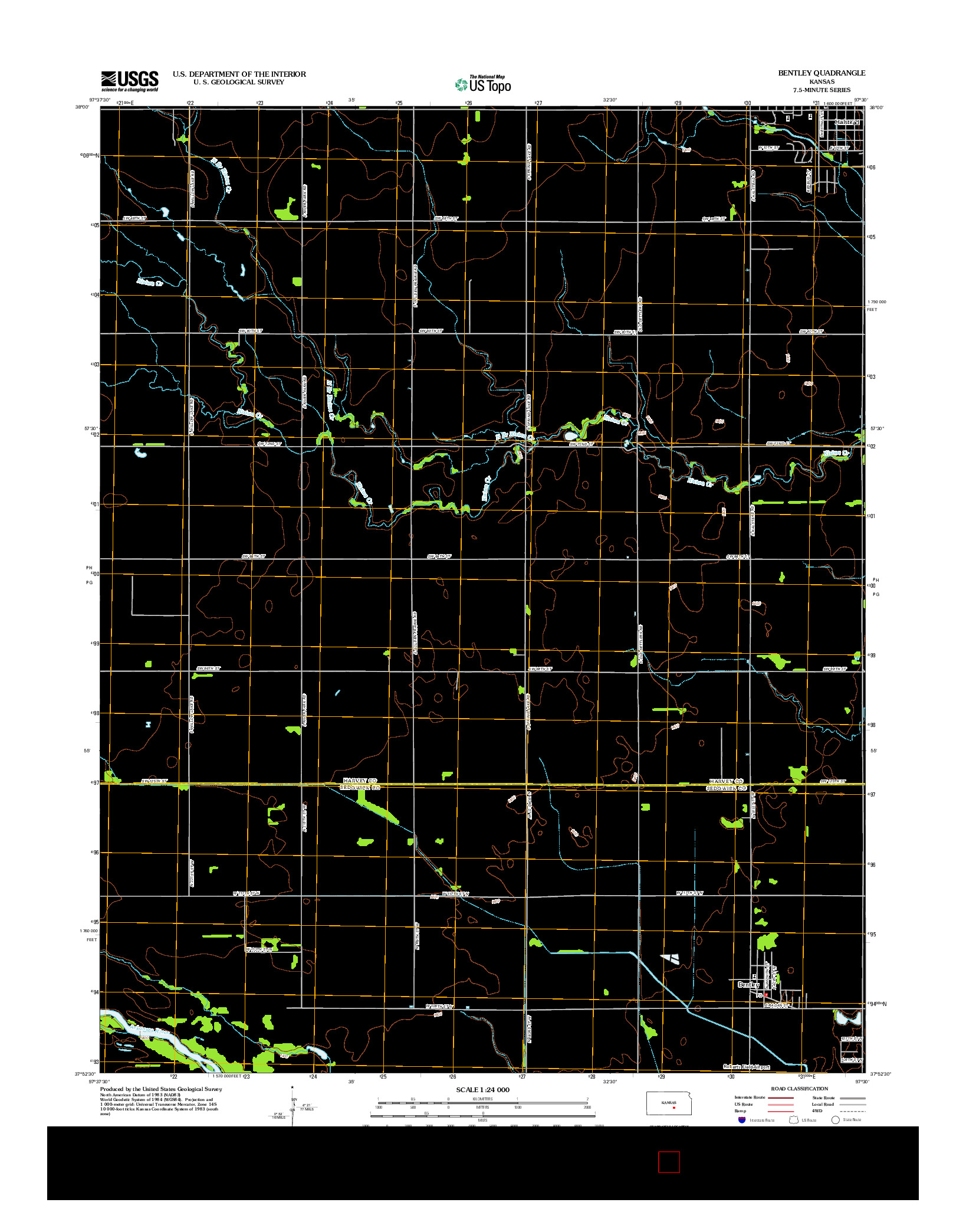USGS US TOPO 7.5-MINUTE MAP FOR BENTLEY, KS 2012