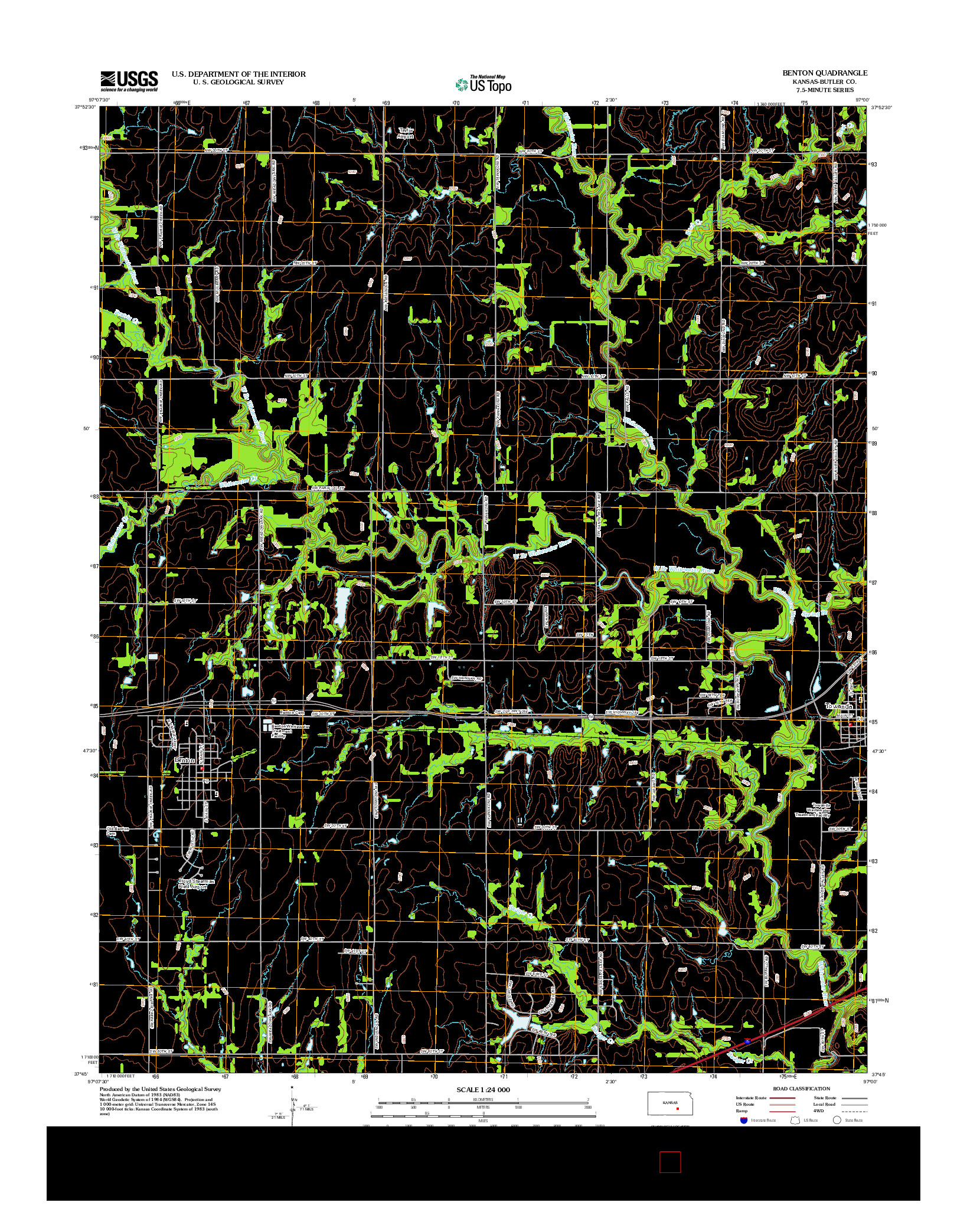 USGS US TOPO 7.5-MINUTE MAP FOR BENTON, KS 2012