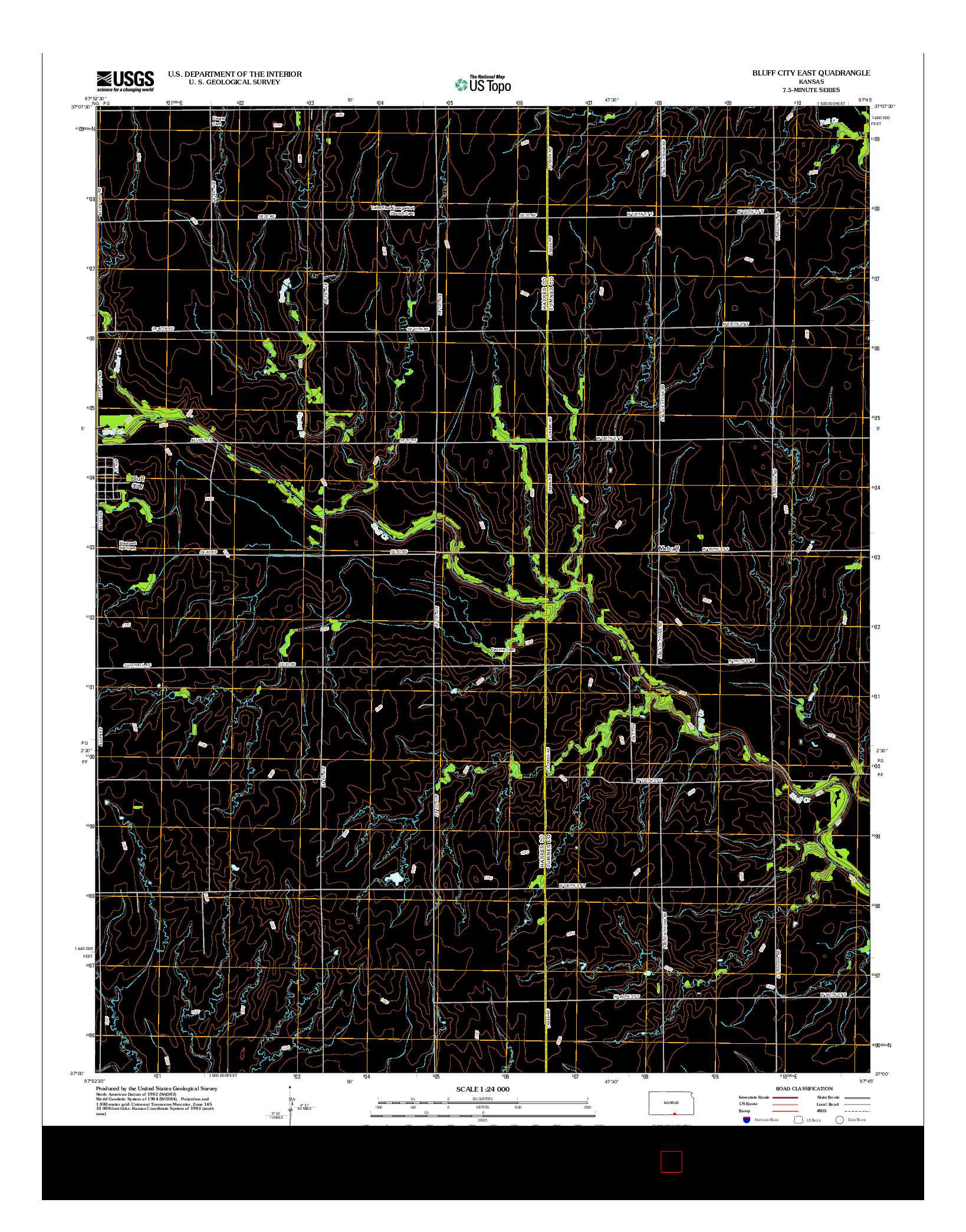 USGS US TOPO 7.5-MINUTE MAP FOR BLUFF CITY EAST, KS 2012